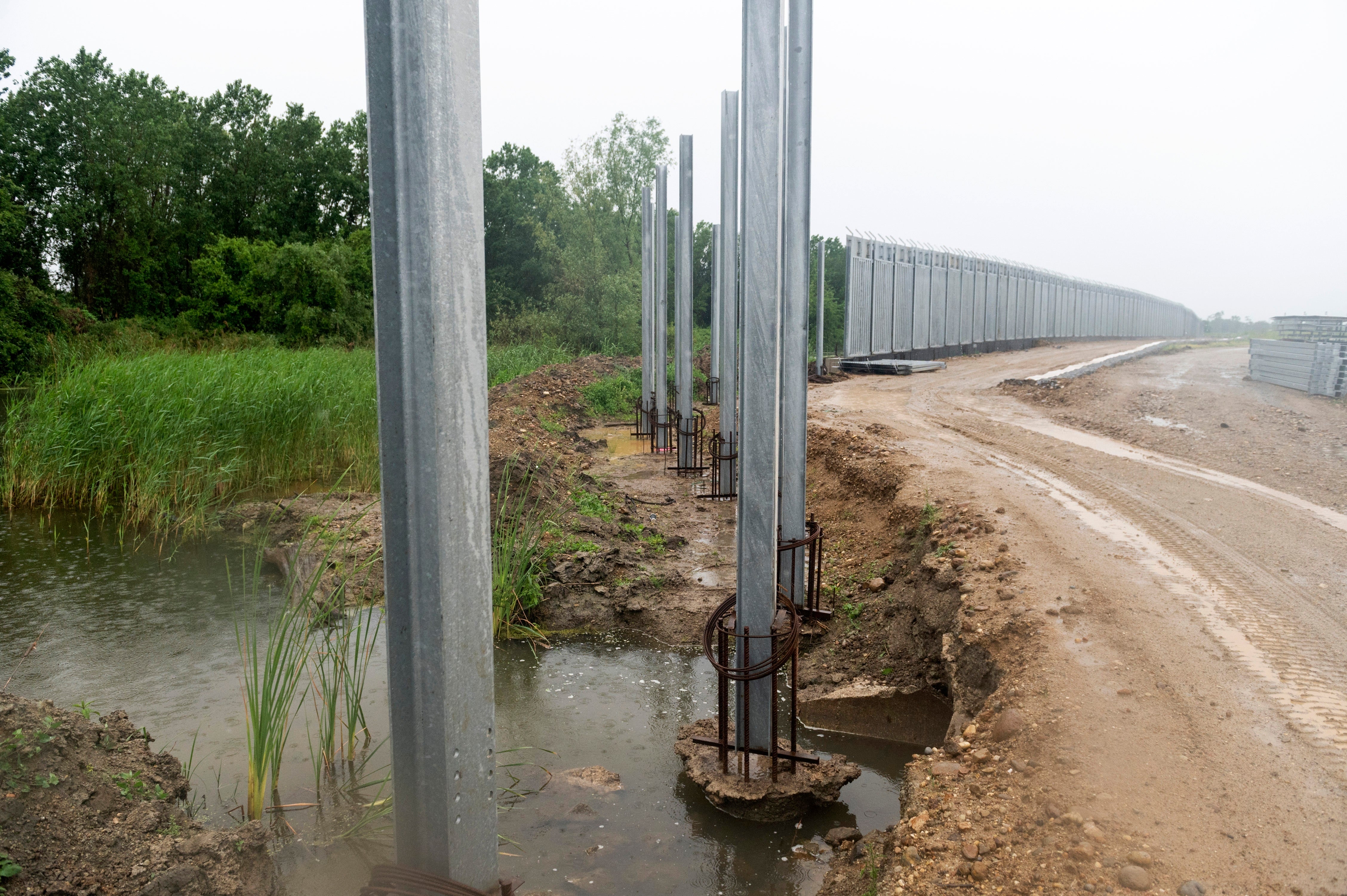 Part of the border wall near the village of Poros, at the Greek-Turkish border