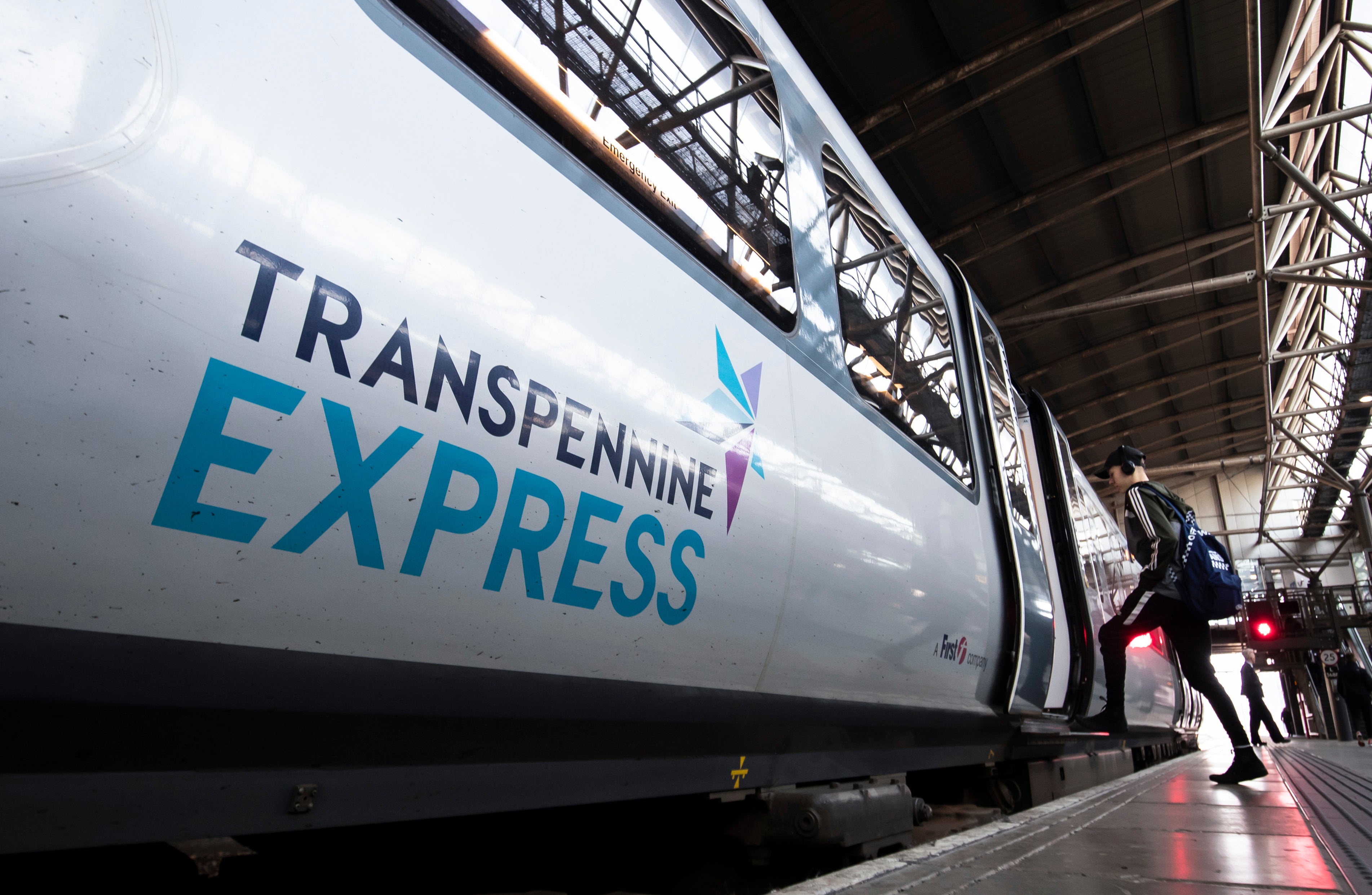 A TransPennine Express train at Leeds train station.