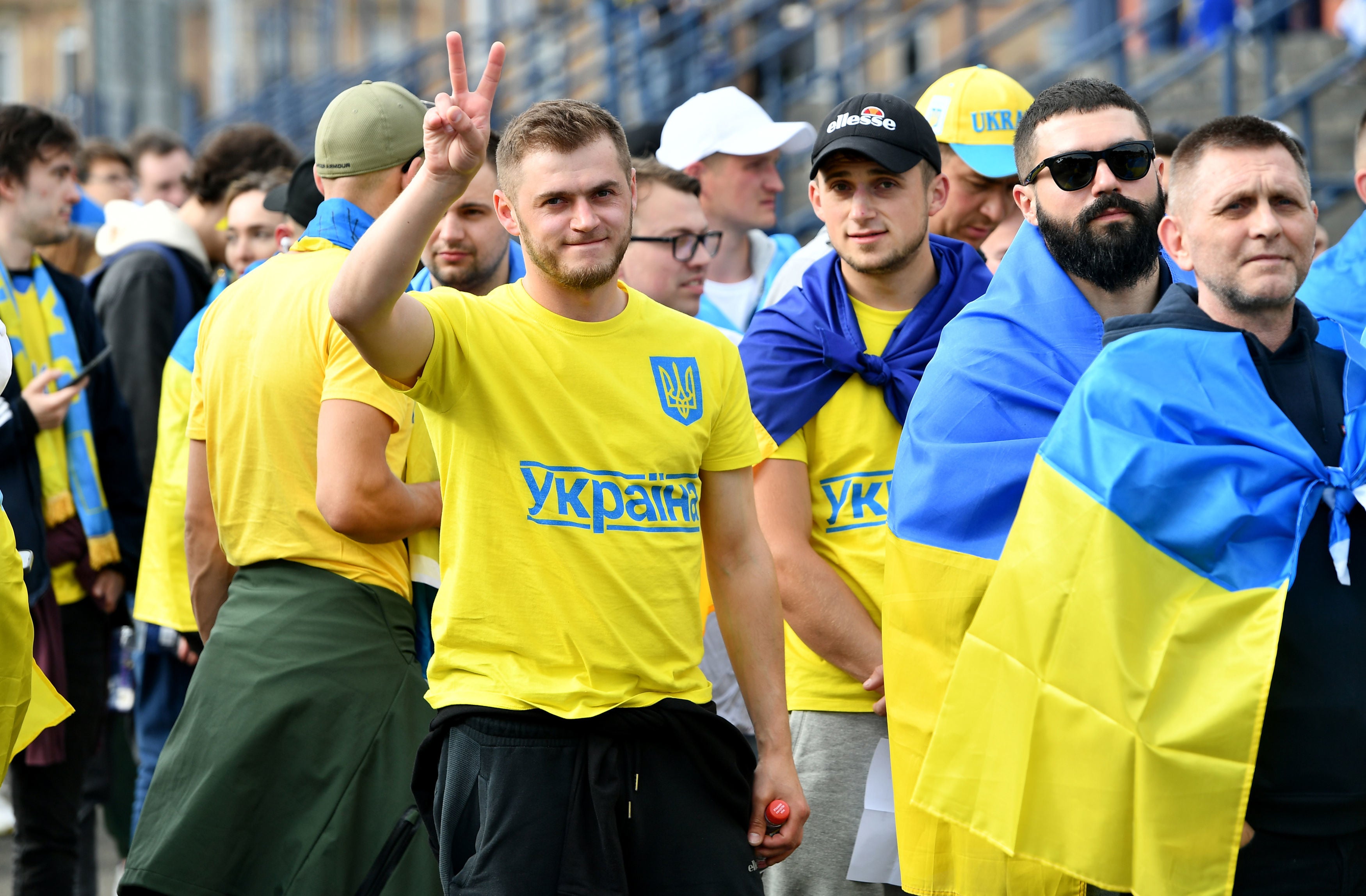 Ukraine fans arrive at Hampden Park, Glasgow