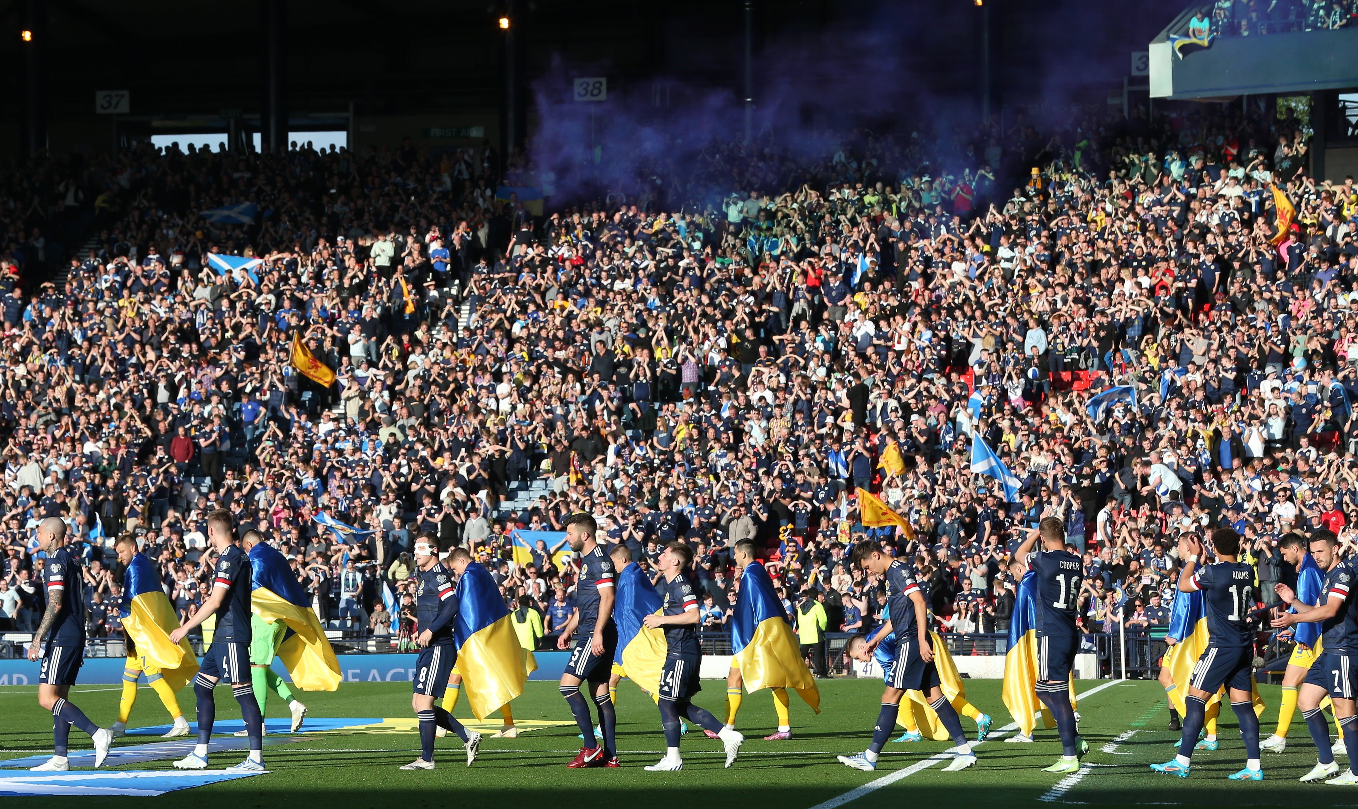 Both teams enter at Hampden Park on Wednesday night