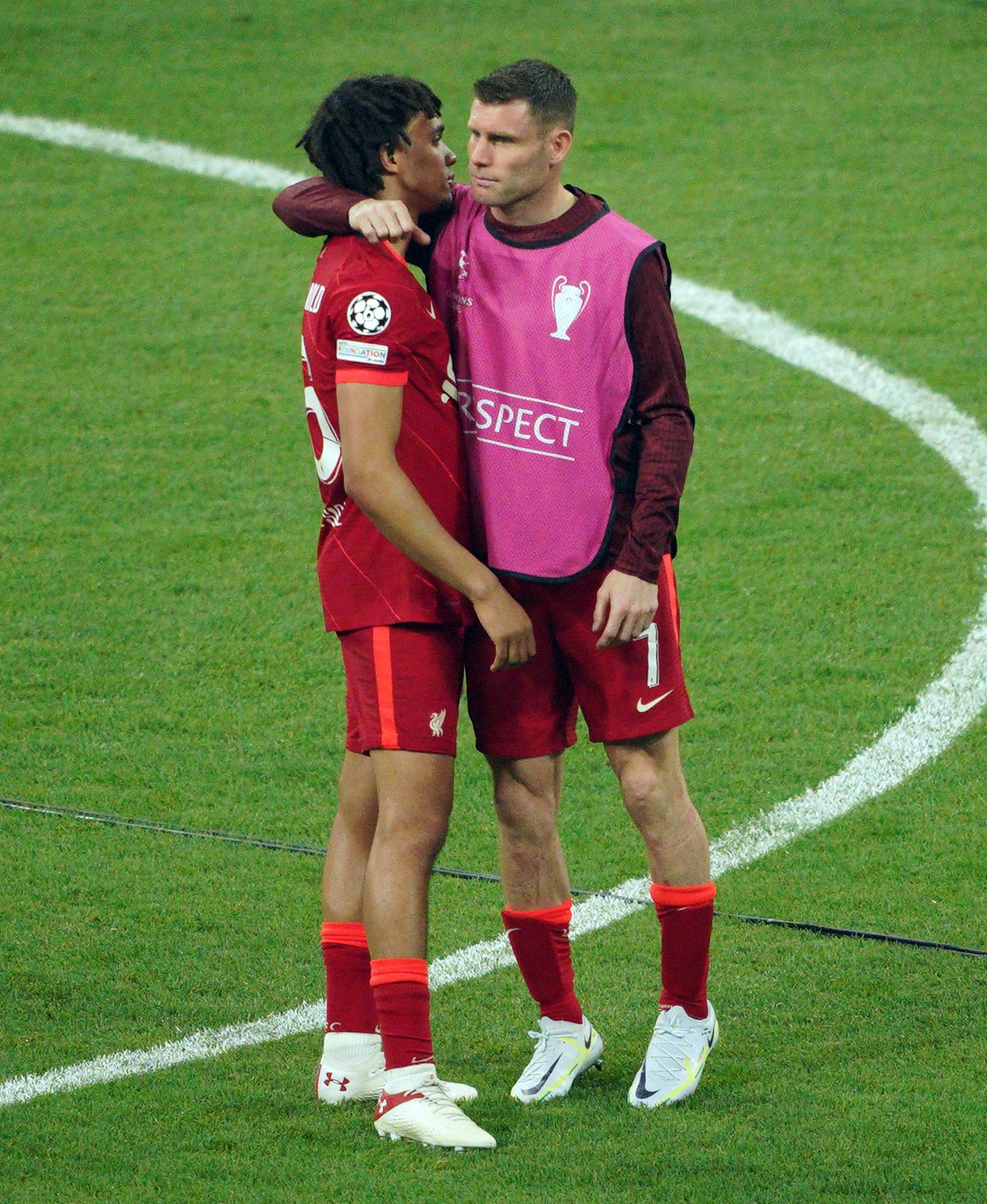 Liverpool’s Trent Alexander-Arnold (left) and James Milner stand dejected following the Champions League final at the Stade de France (Peter Byrne/PA)