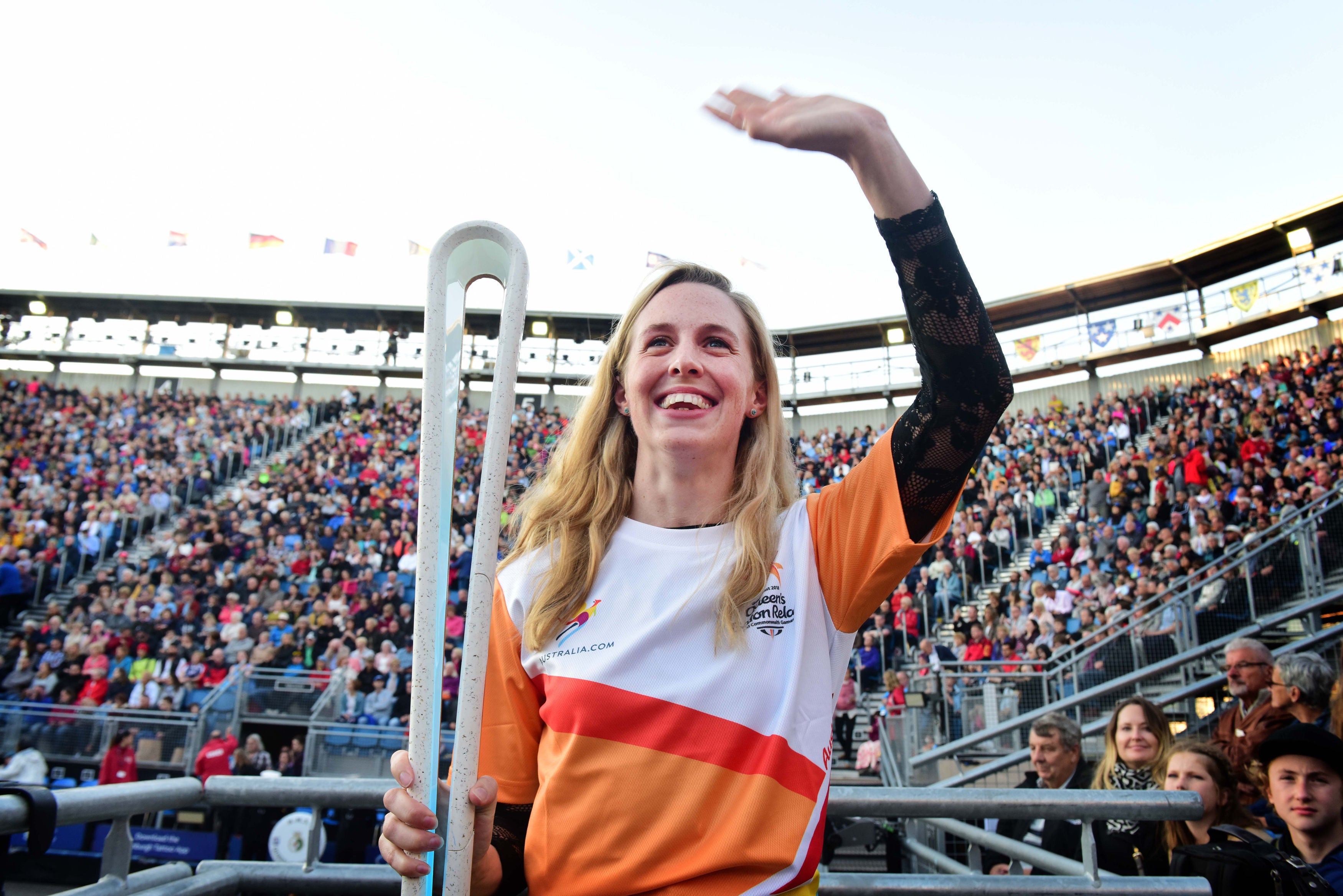 Miley holding the Gold Coast 2018 Queen’s Baton during its final appearance at the Royal Edinburgh Military Tattoo (Mark Owens/REMT 2017/PA)