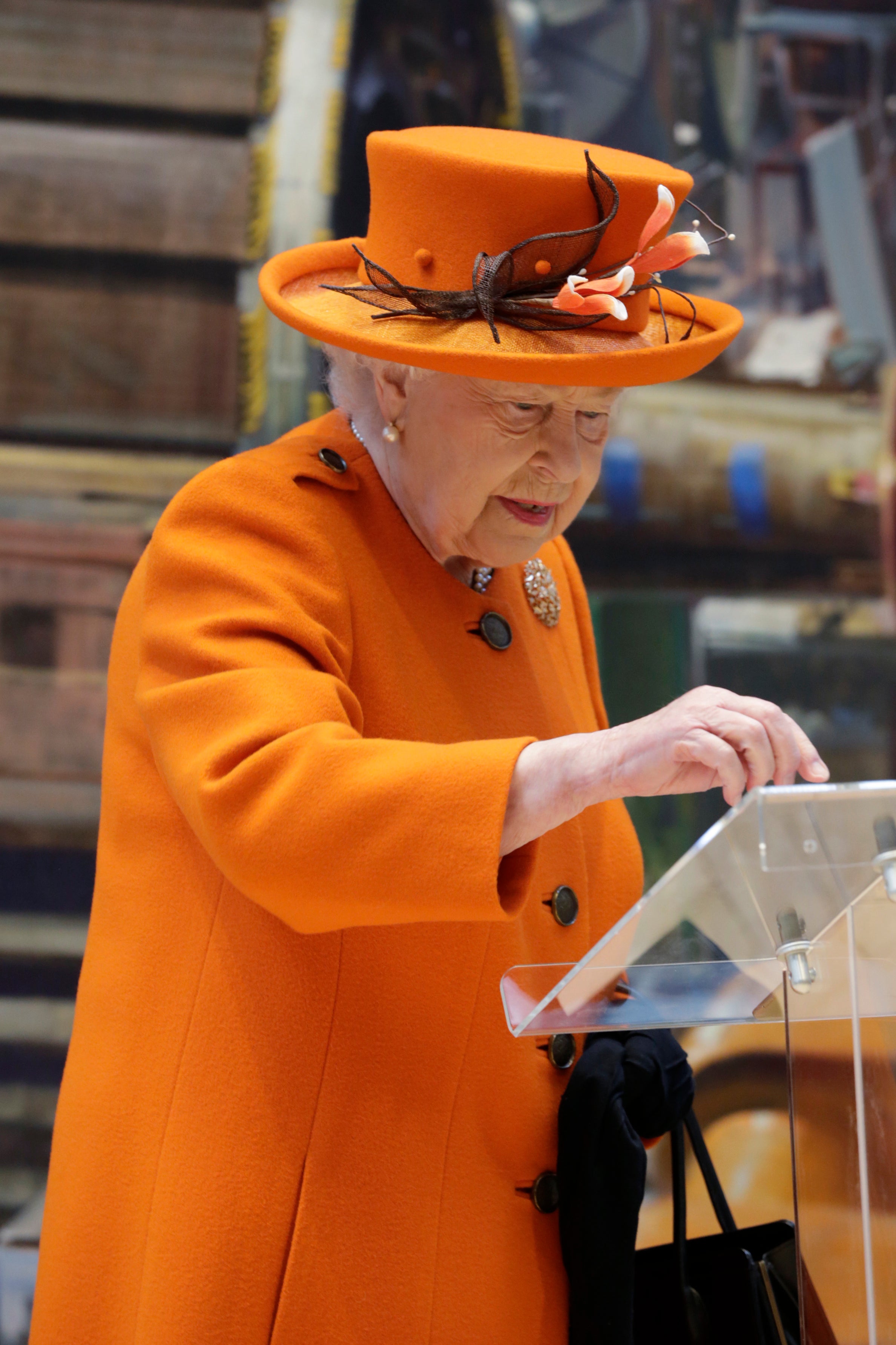 Handout photo issued by Buckingham Palace of Queen Elizabeth II publishing her first Instagram post during a visit to the Science Museum for the announcement of their summer exhibition “Top Secret” in Kensington, London.