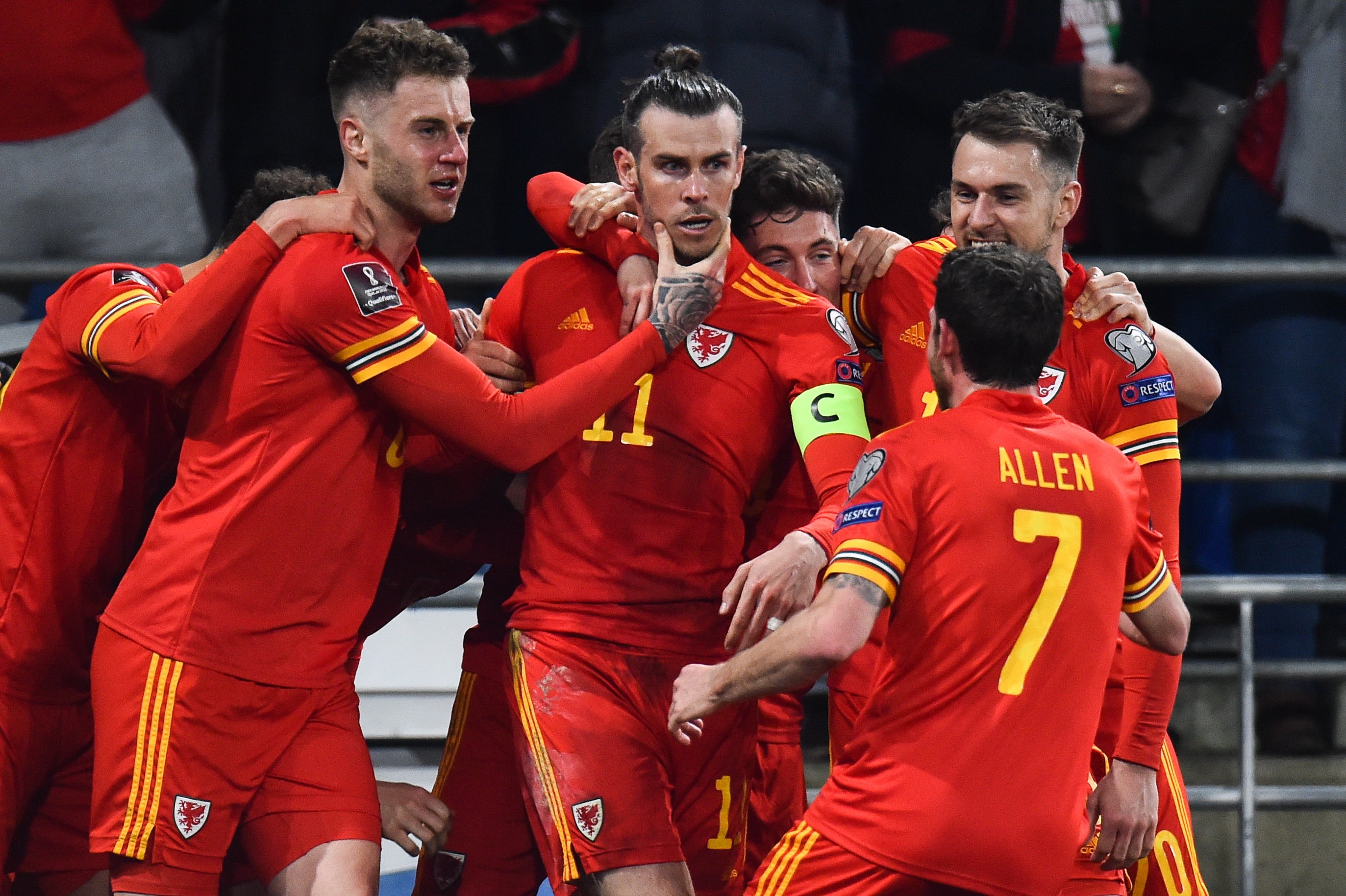 Wales celebrate after Gareth Bale scores against Austria