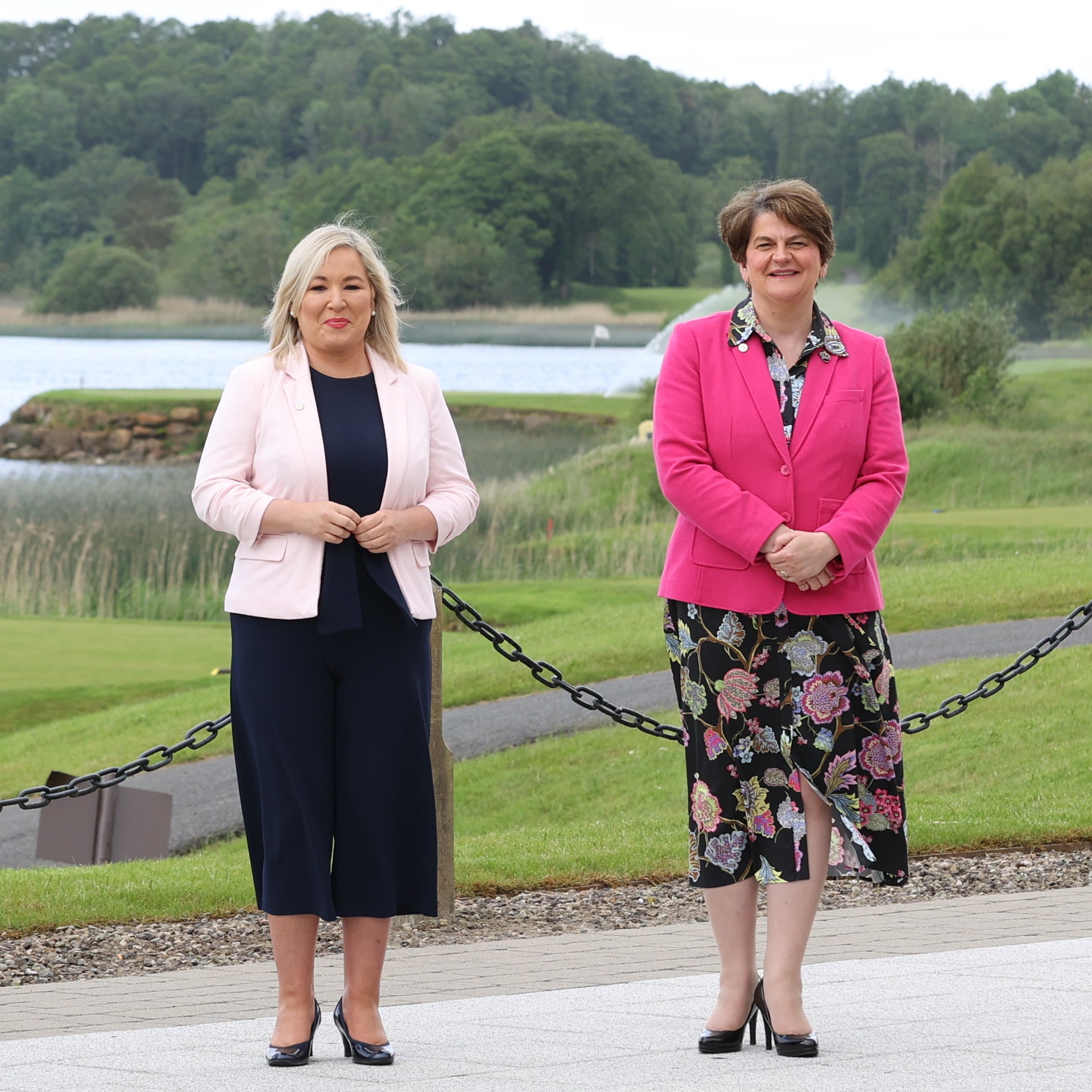 Michelle O’Neill and Arlene Foster (Liam McBurney/PA)