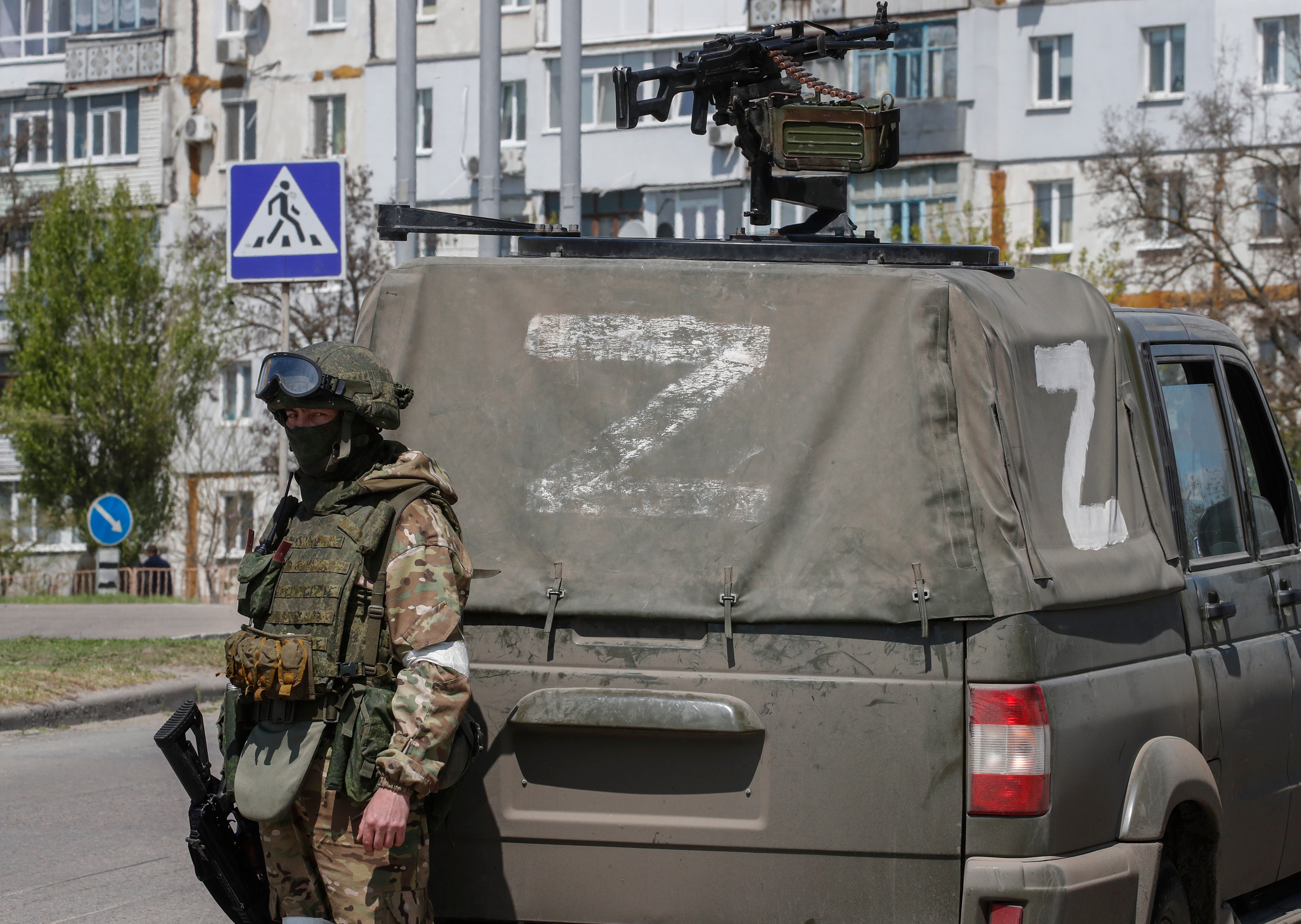 A picture taken during a visit to Mariupol organised by the Russian military