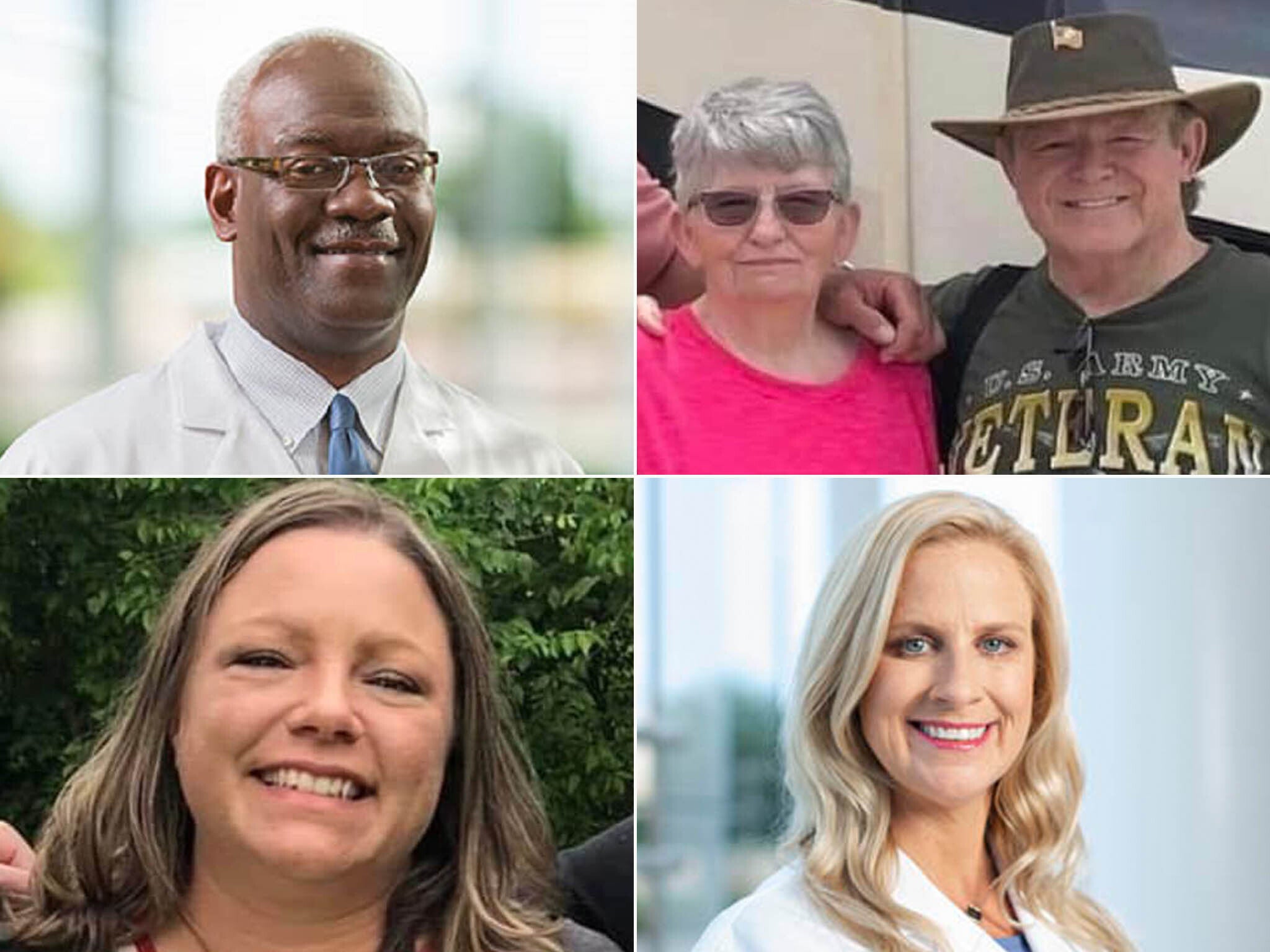 The four victims of the 1 June, 2022, Tulsa, Oklahoma hospital shooting. Going clockwise: Dr Preston Phillips, patient William Love, Dr Stephanie Husen, and receptionist Amanda Glenn.