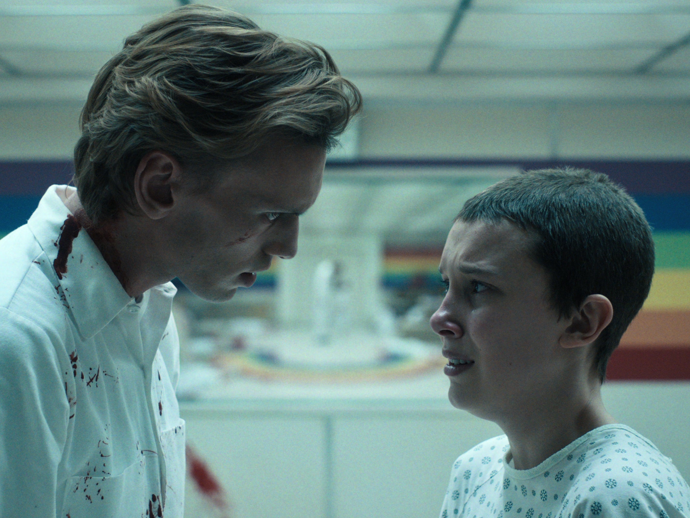 Jamie Campbell Bower as Peter Ballard and Millie Bobby Brown as Eleven in ‘Stranger Things'