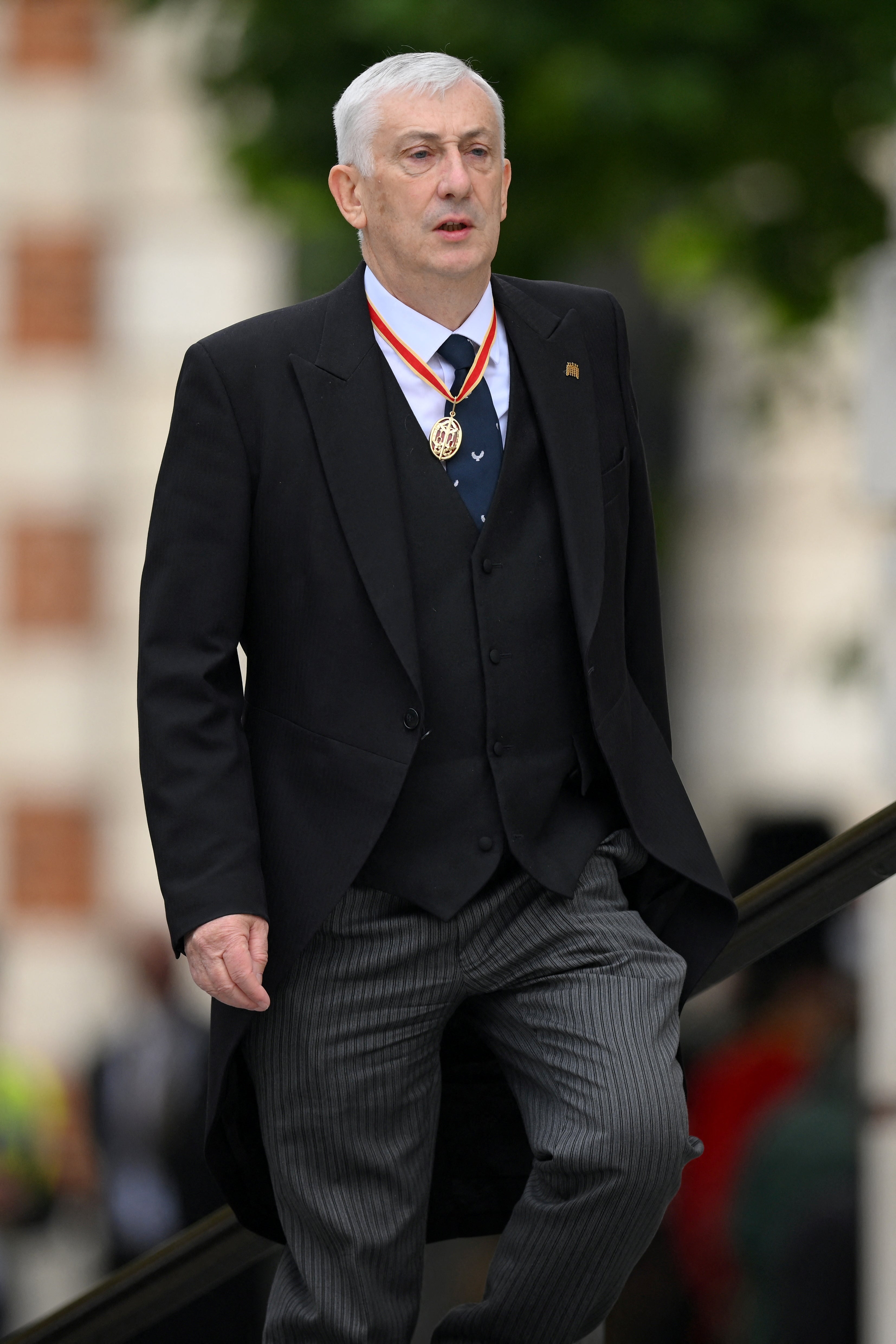 indsay Hoyle arrives for the National Service of Thanksgiving held at St Paul's Cathedral