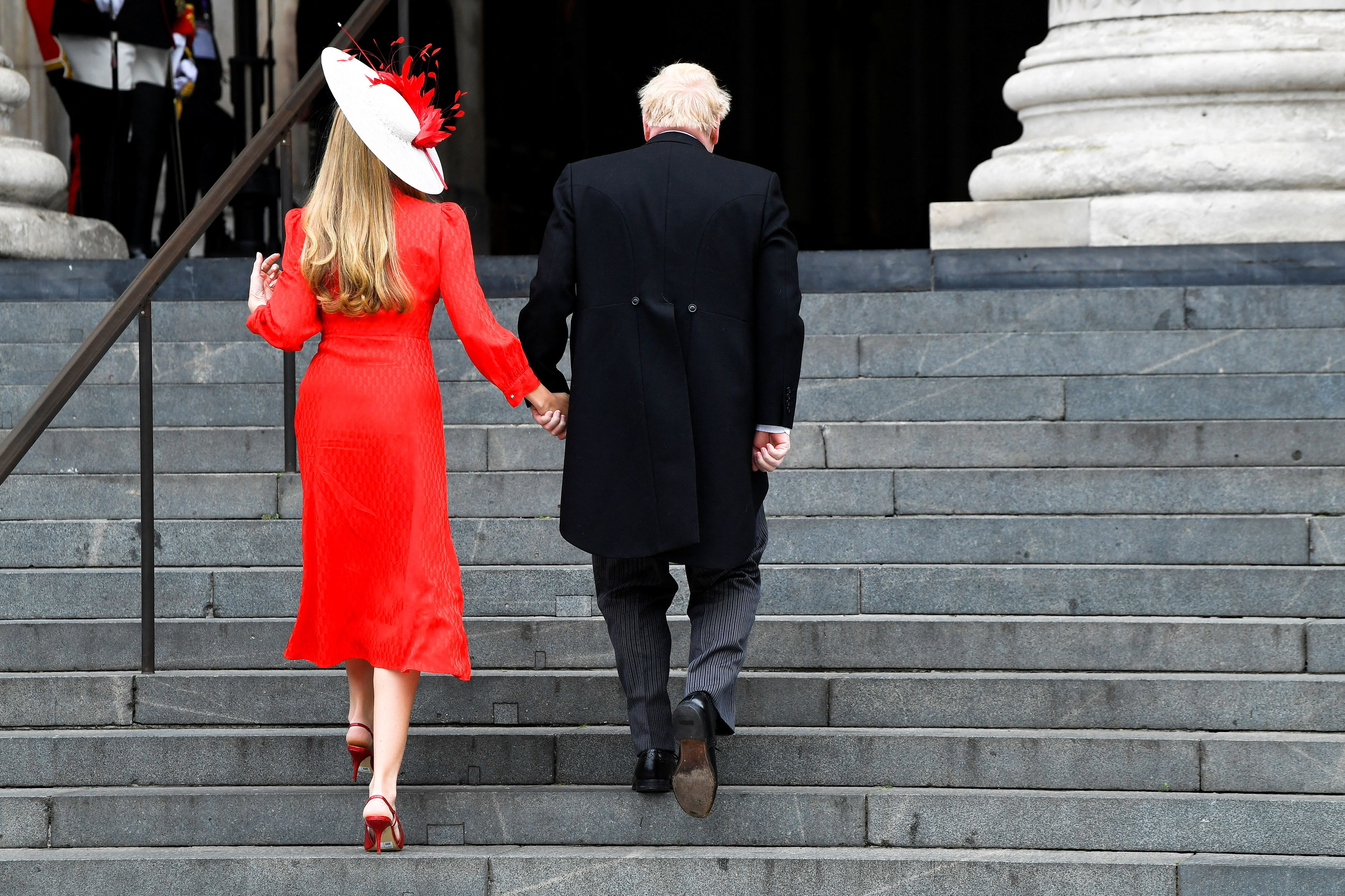 The couple arrive for the service