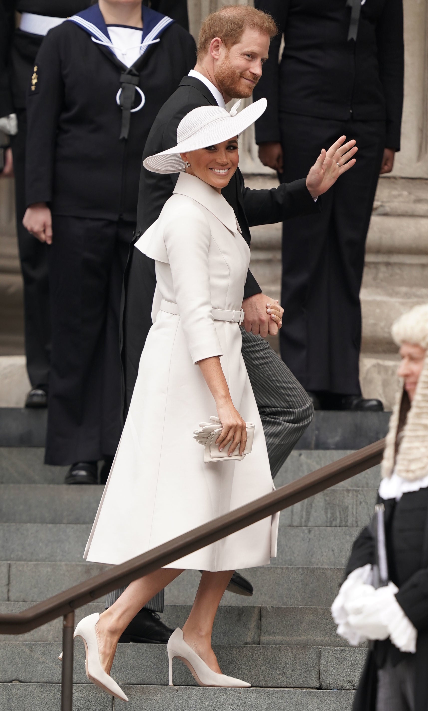 Meghan pictured walking into the cathedral.