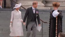 Prince Harry and Meghan Markle leave jubilee thanksgiving service at St Paul’s