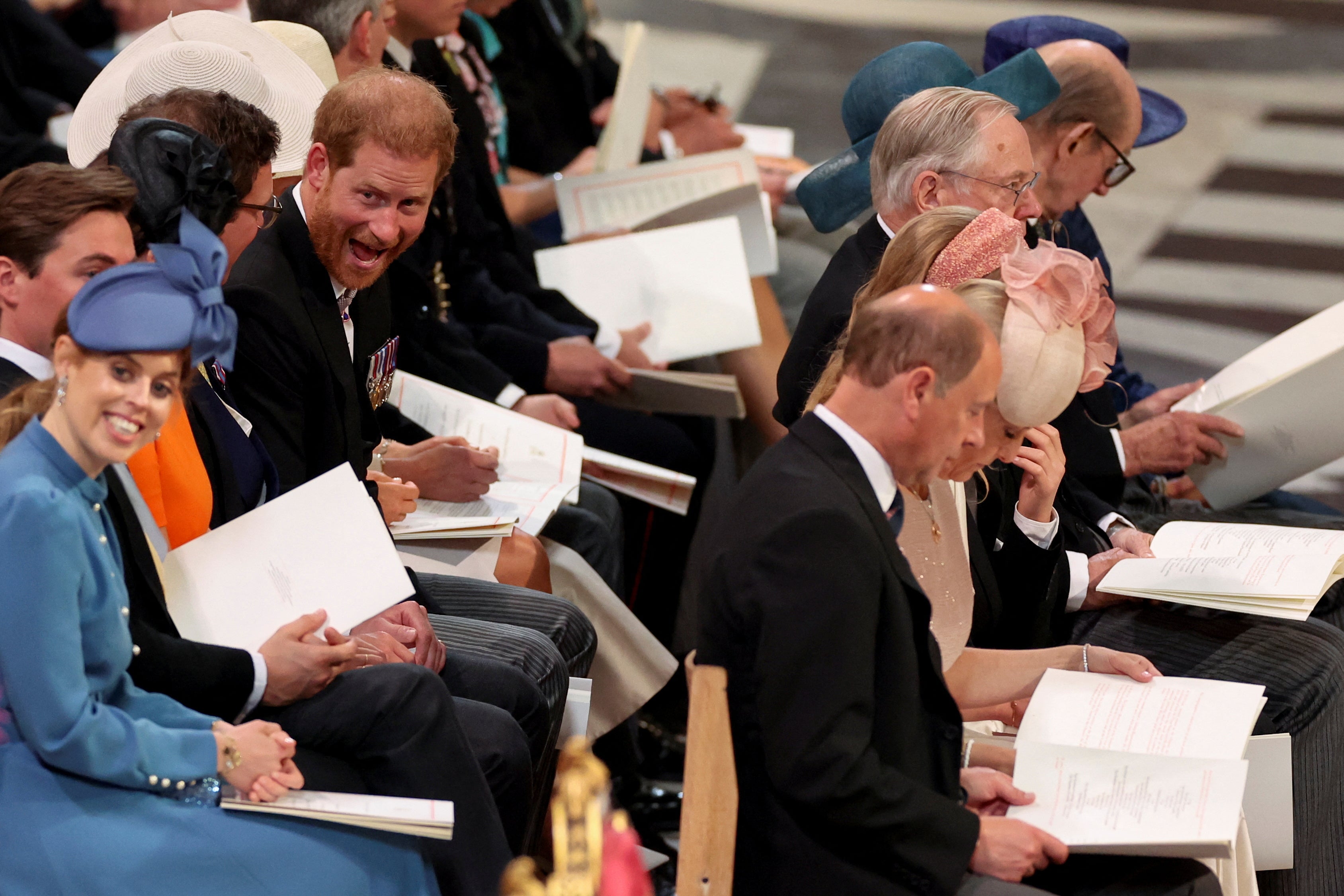 The Duke Sussex was pictured at one stage with his mouth open (PA)