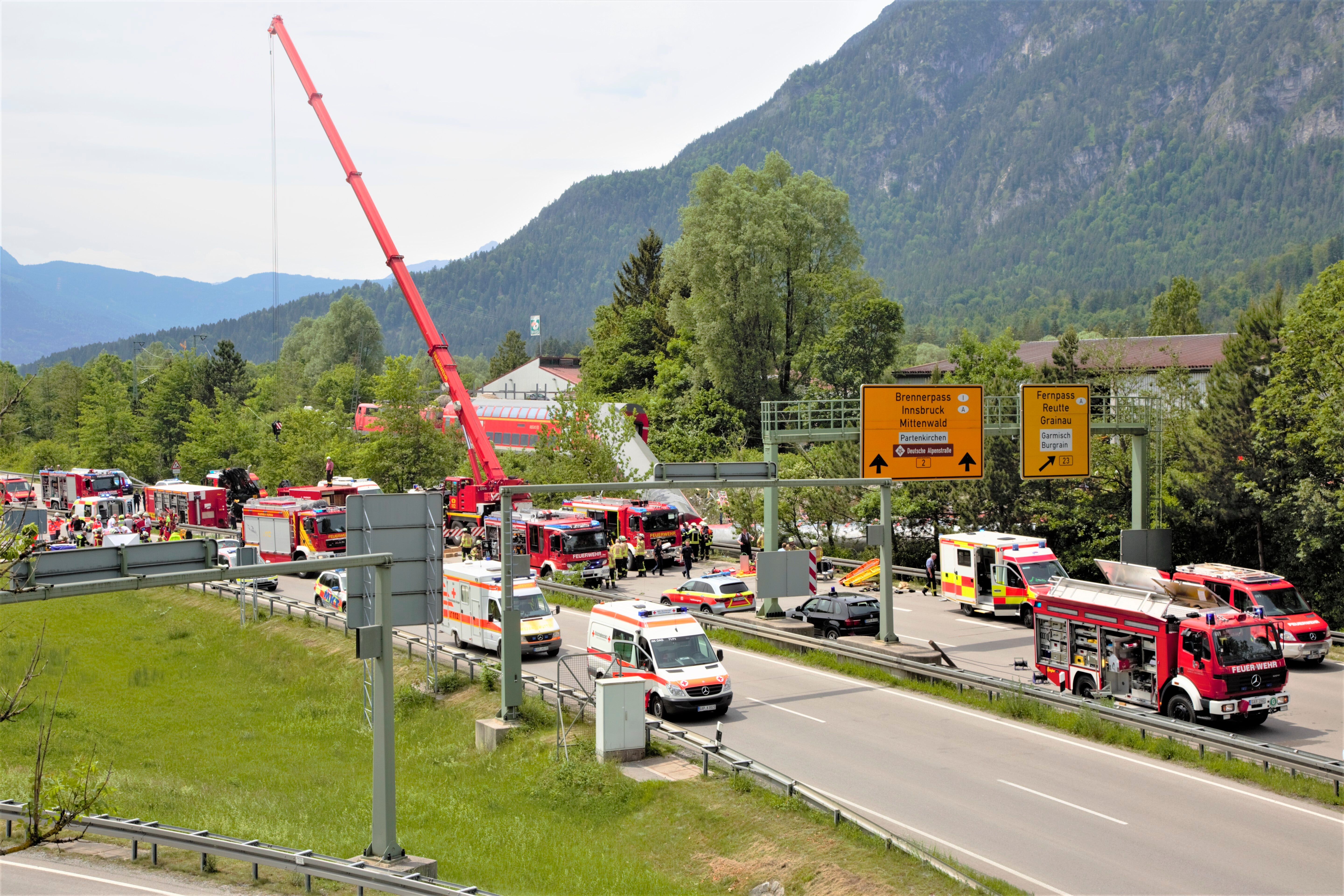 Rescue operation after the train accident in Garmisch-Partenkirchen, Germany