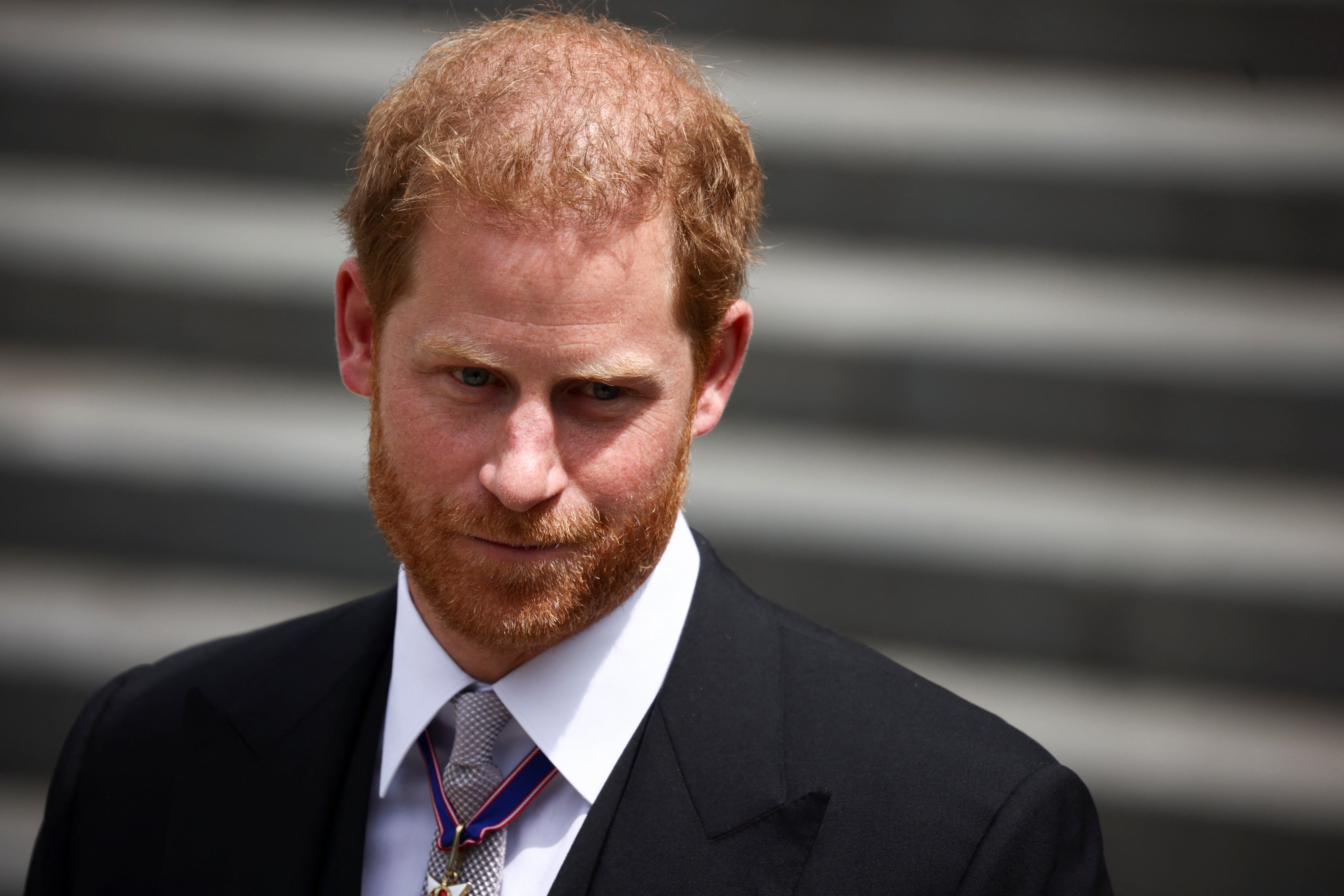 The Duke of Sussex leaving the service of thanksgiving (Henry Nicholls/PA)