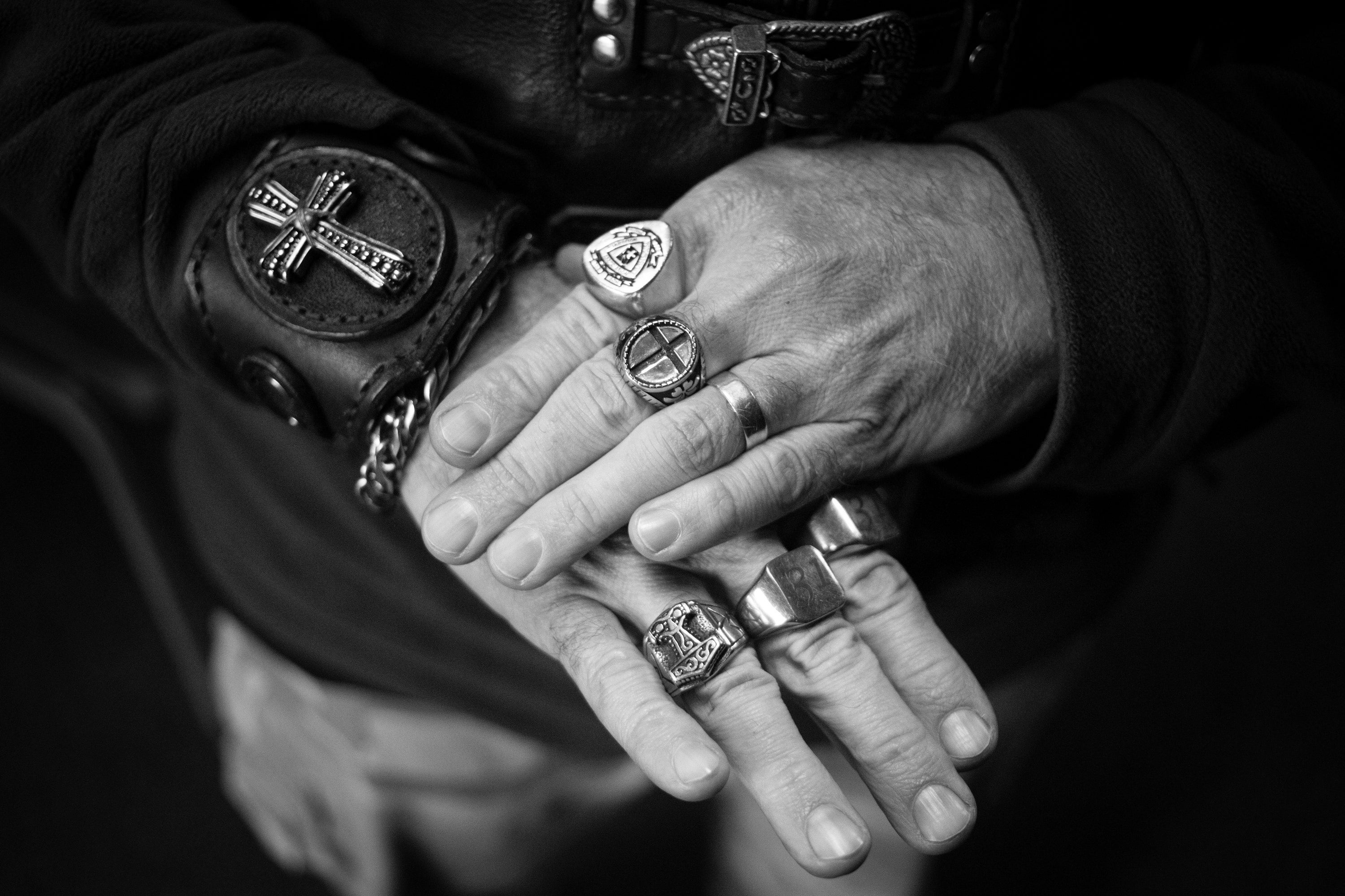 A CMA member simply known as ‘H’ shows his Christian rings and armband during the annual CMA South Africa national rally