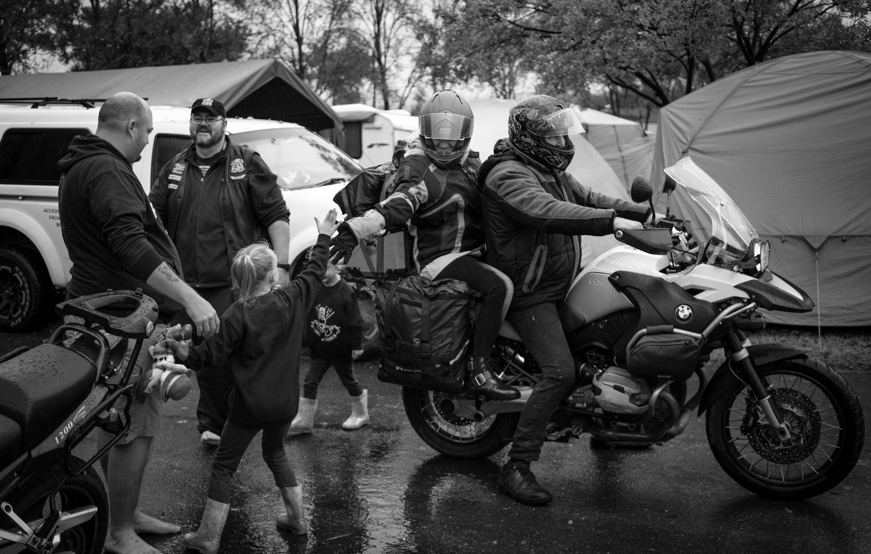 CMA members say goodbye to a family as they start their 700km ride back home after their annual rally