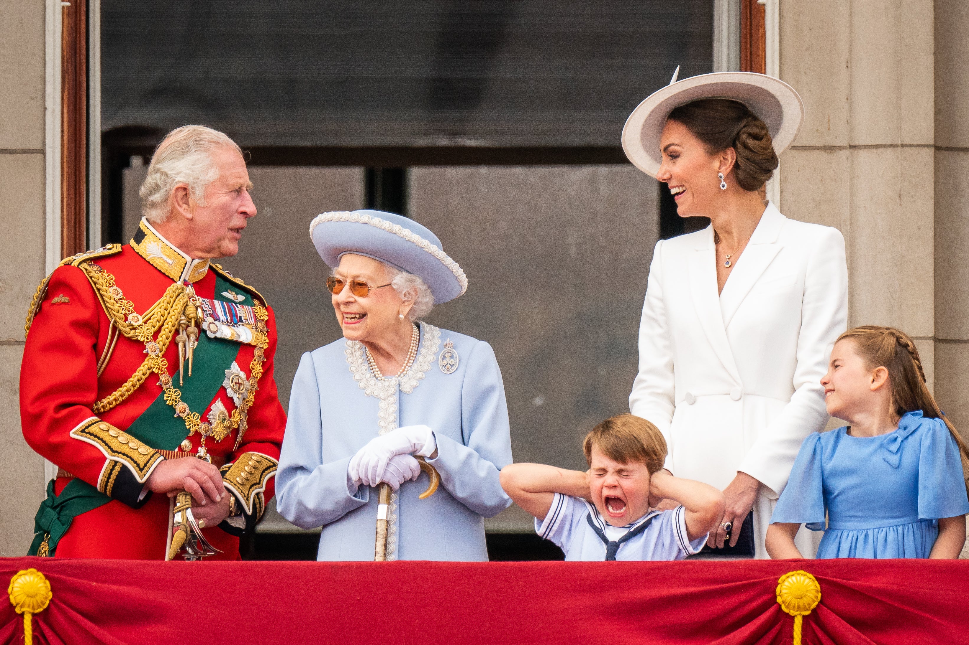 Prince Louis was with his siblings on the Buckingham Palace balcony on Thursday