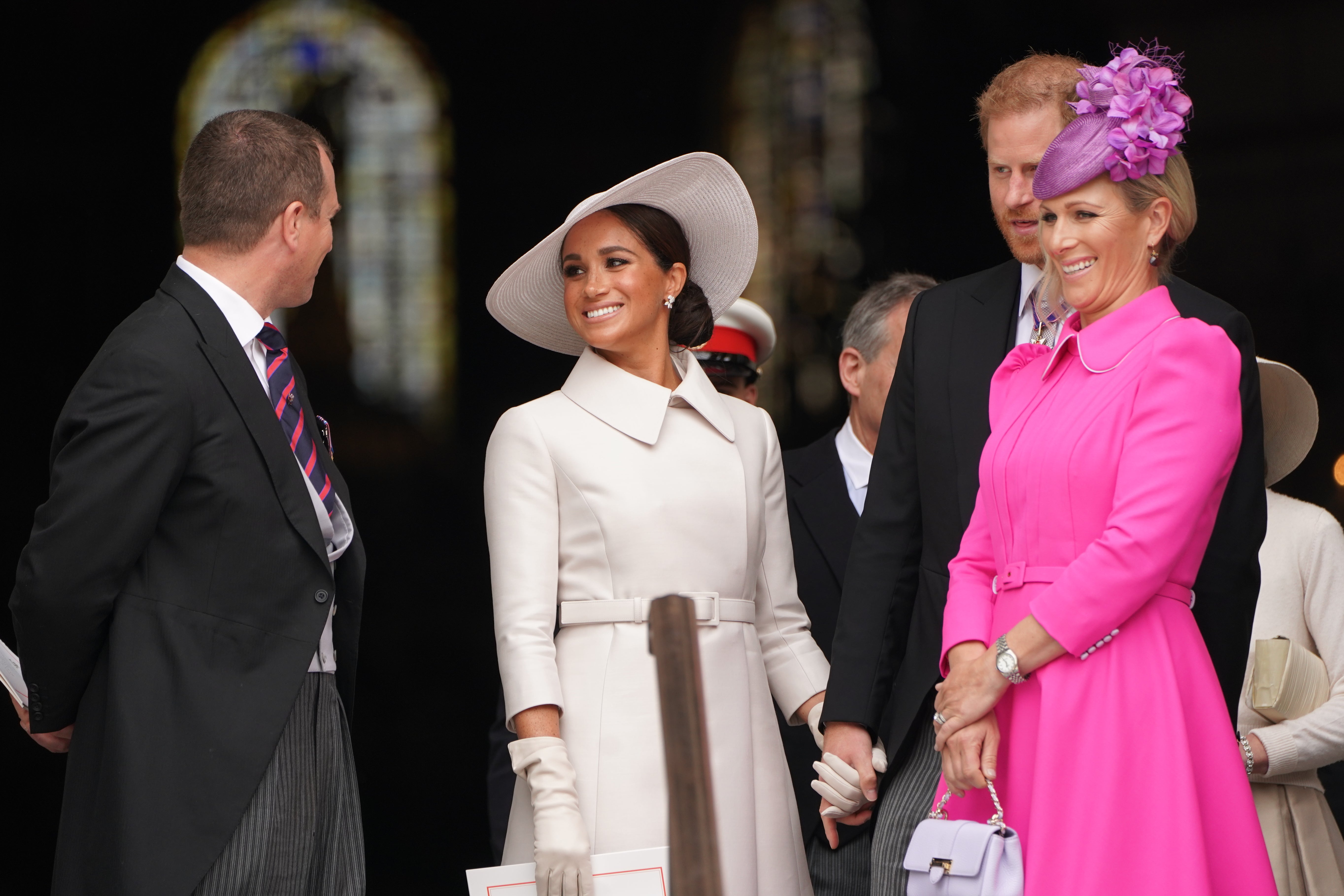 Meghan spoke to Harry’s cousins Peter Phillips and Zara Tindall (Kirsty O’Connor/PA)