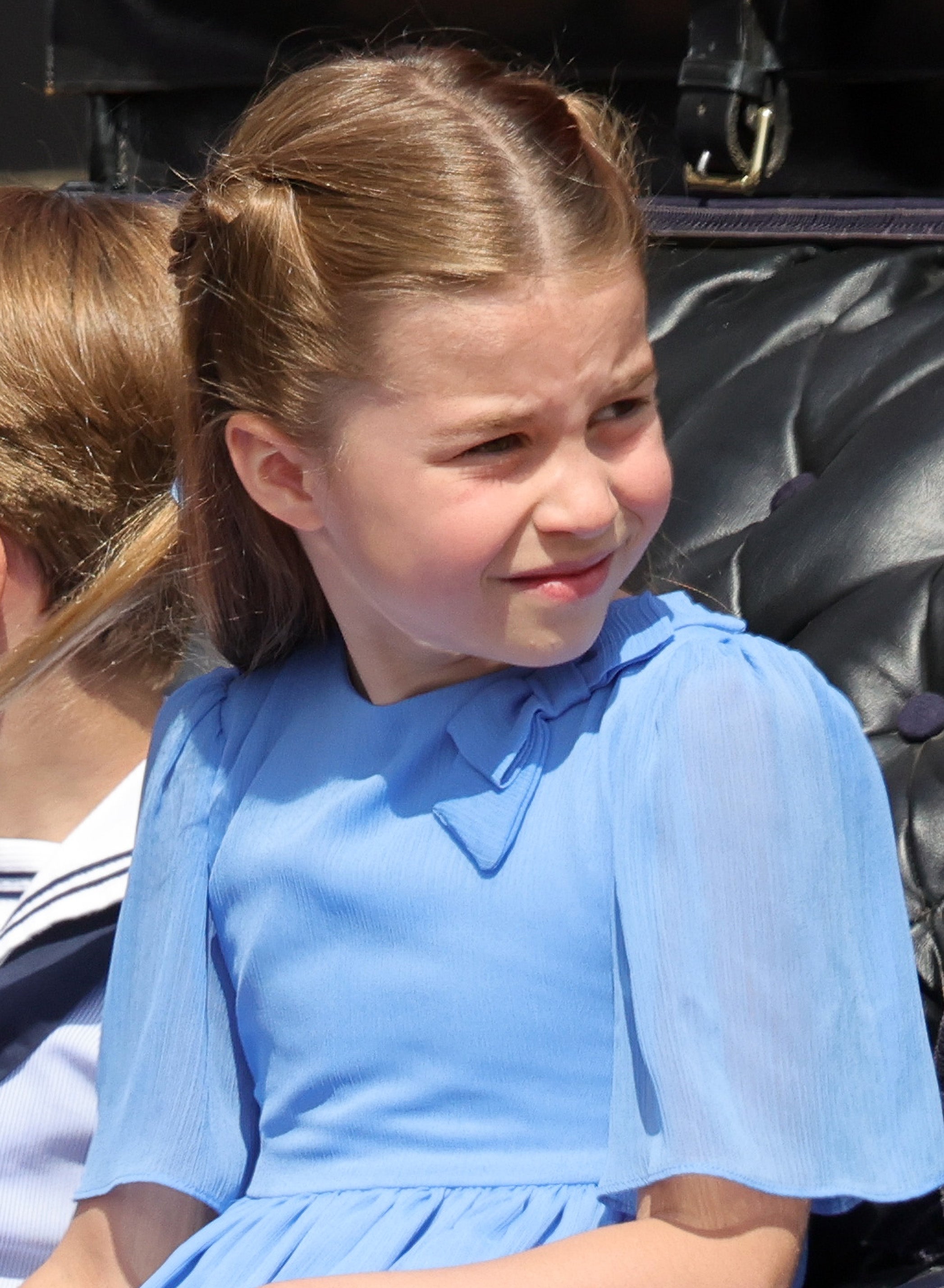 Princess Charlotte in a blue chiffon dress