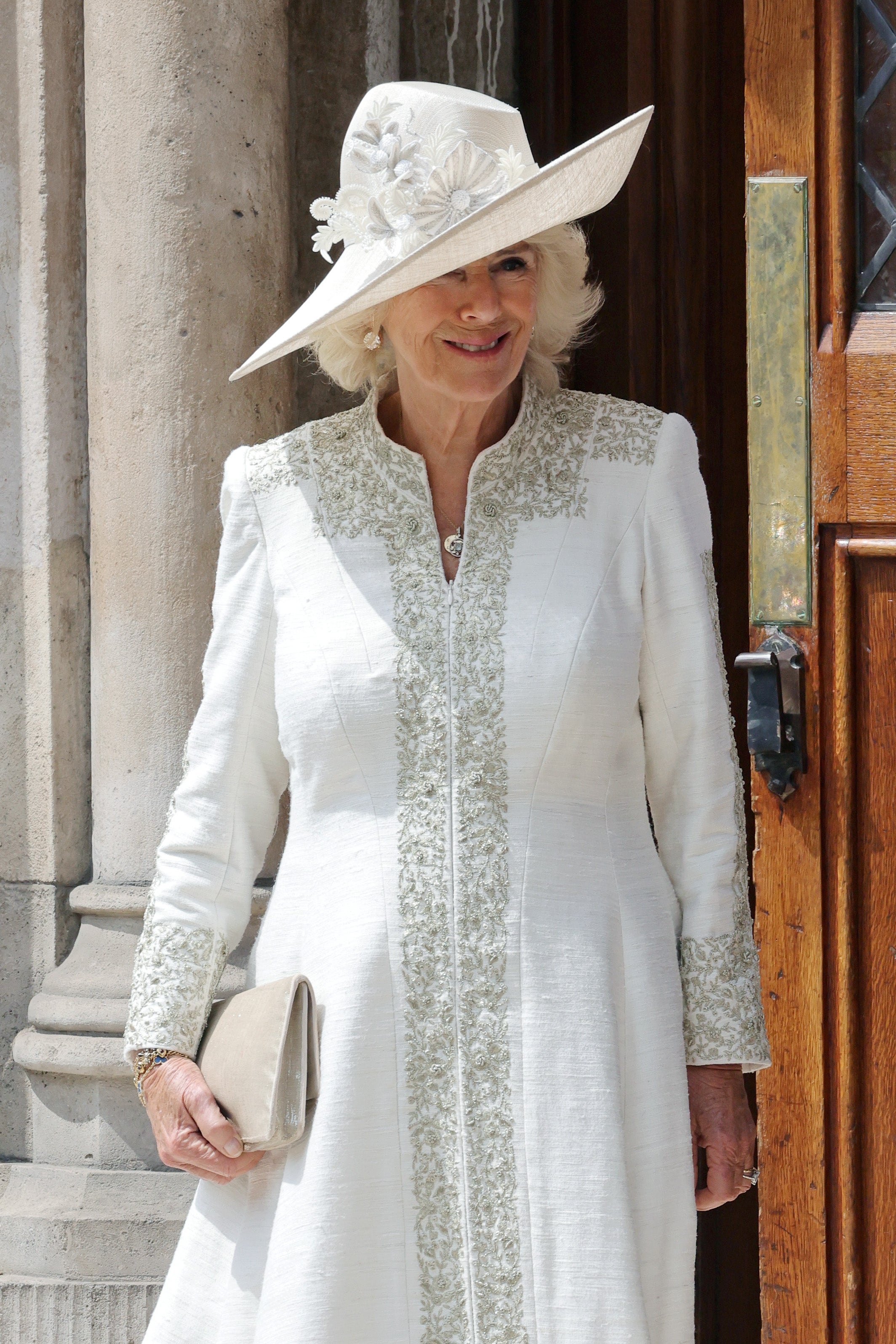 The dress had a floral embroidery trim