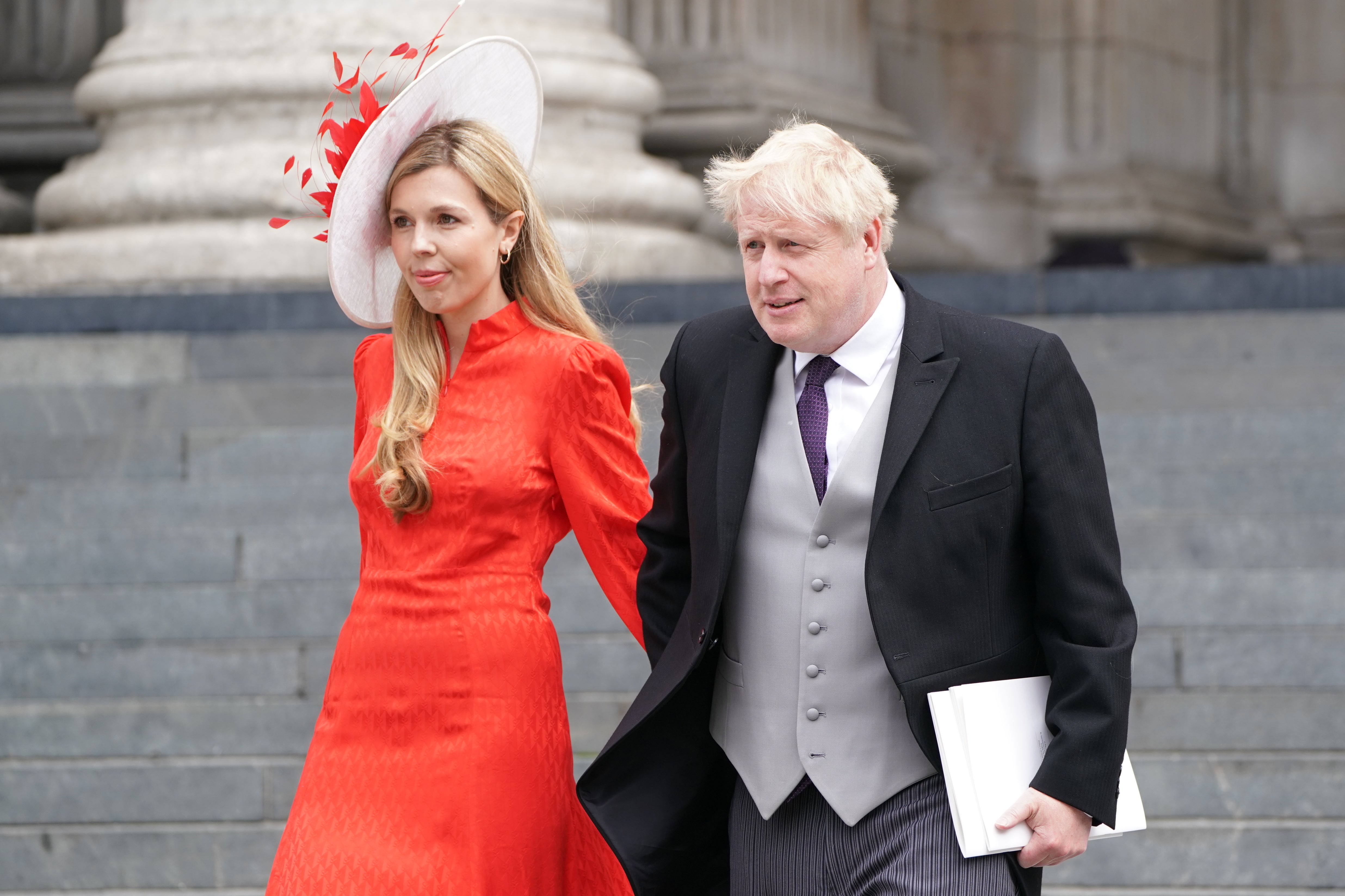 Boris Johnson and his wife, Carrie, leaving St Paul’s Cathedral