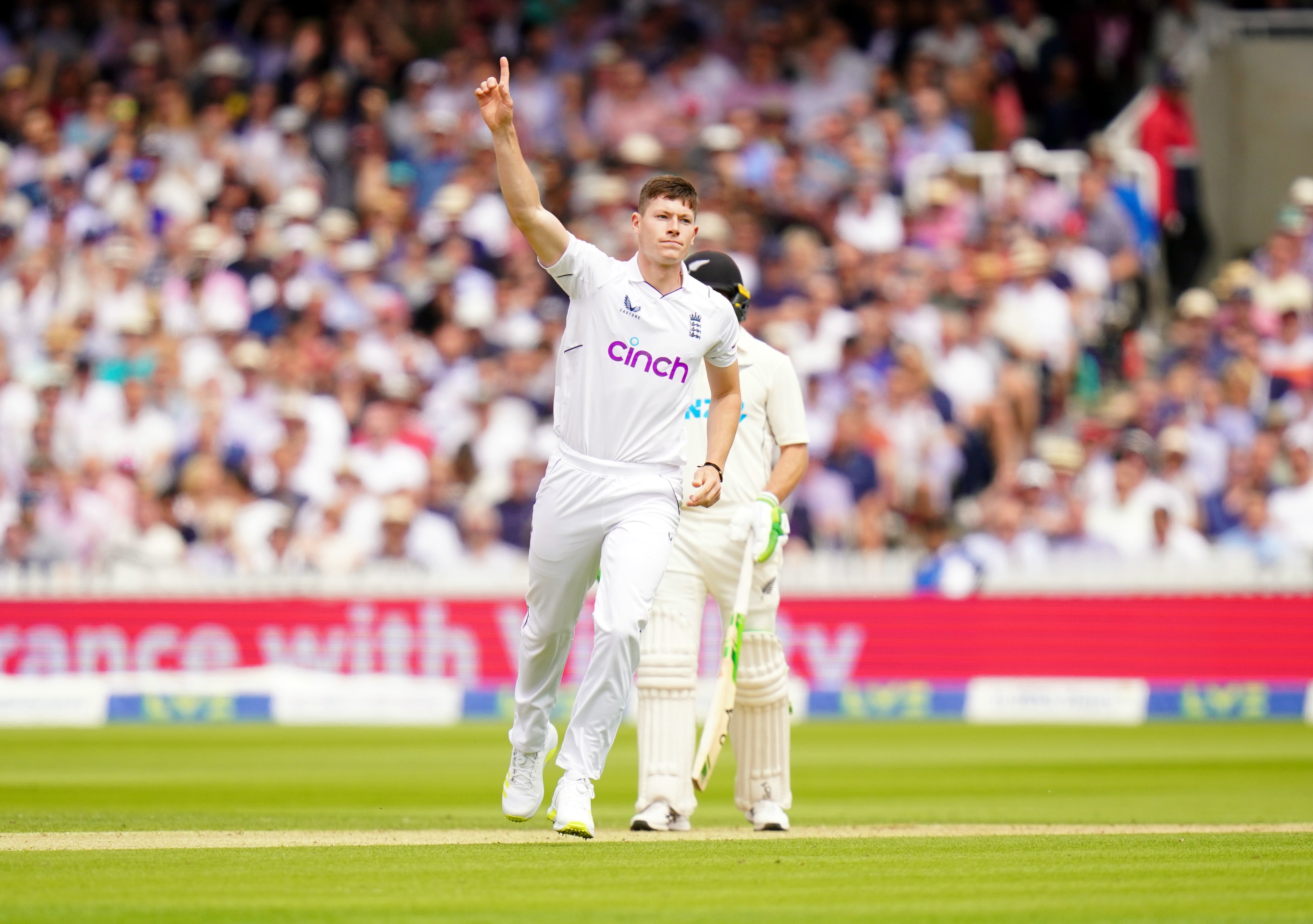 Matthew Potts dismissed Kane Williamson twice inside two days at Lord’s (Adam Davy/PA)