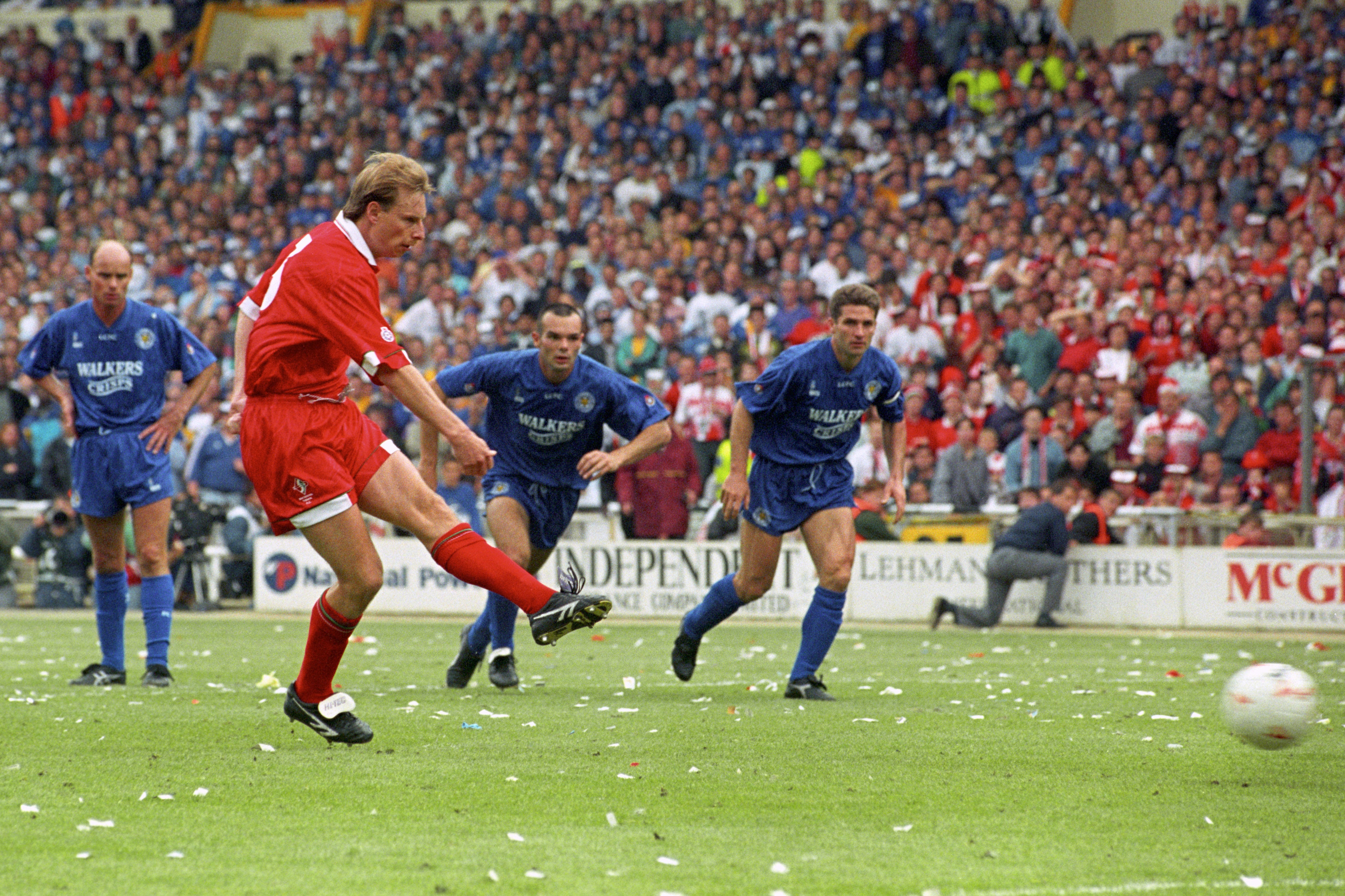 Paul Bodin scores a penalty for Swindon (Sean Dempsey/PA)