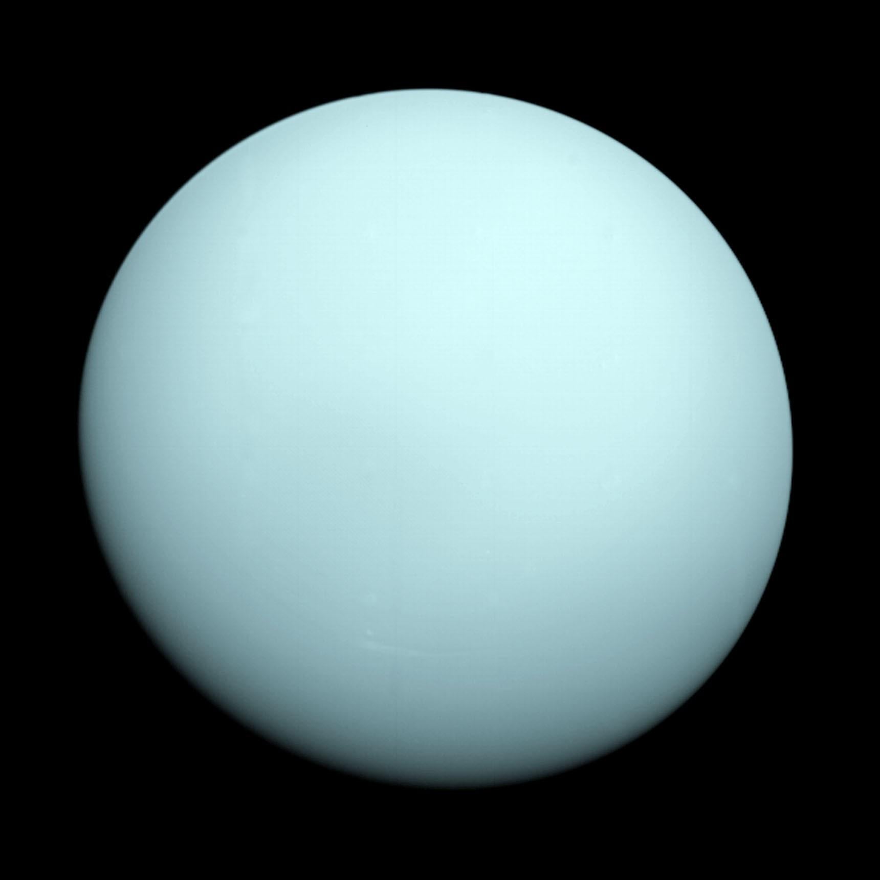 Uranus as seen by the Voyager 2 spacecraft in 1986