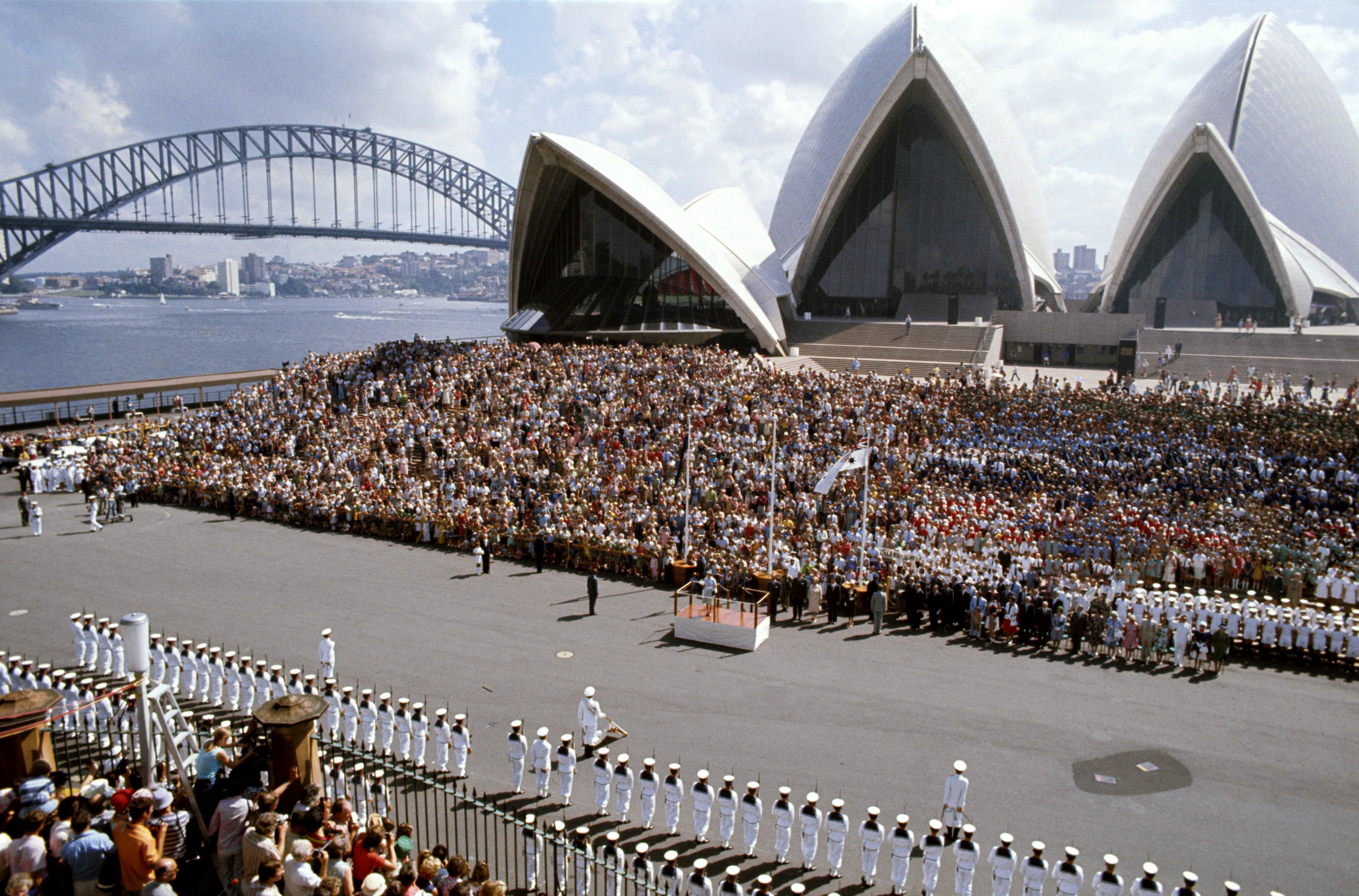 Celebrations outside the opera house for the Platinum Jubilee