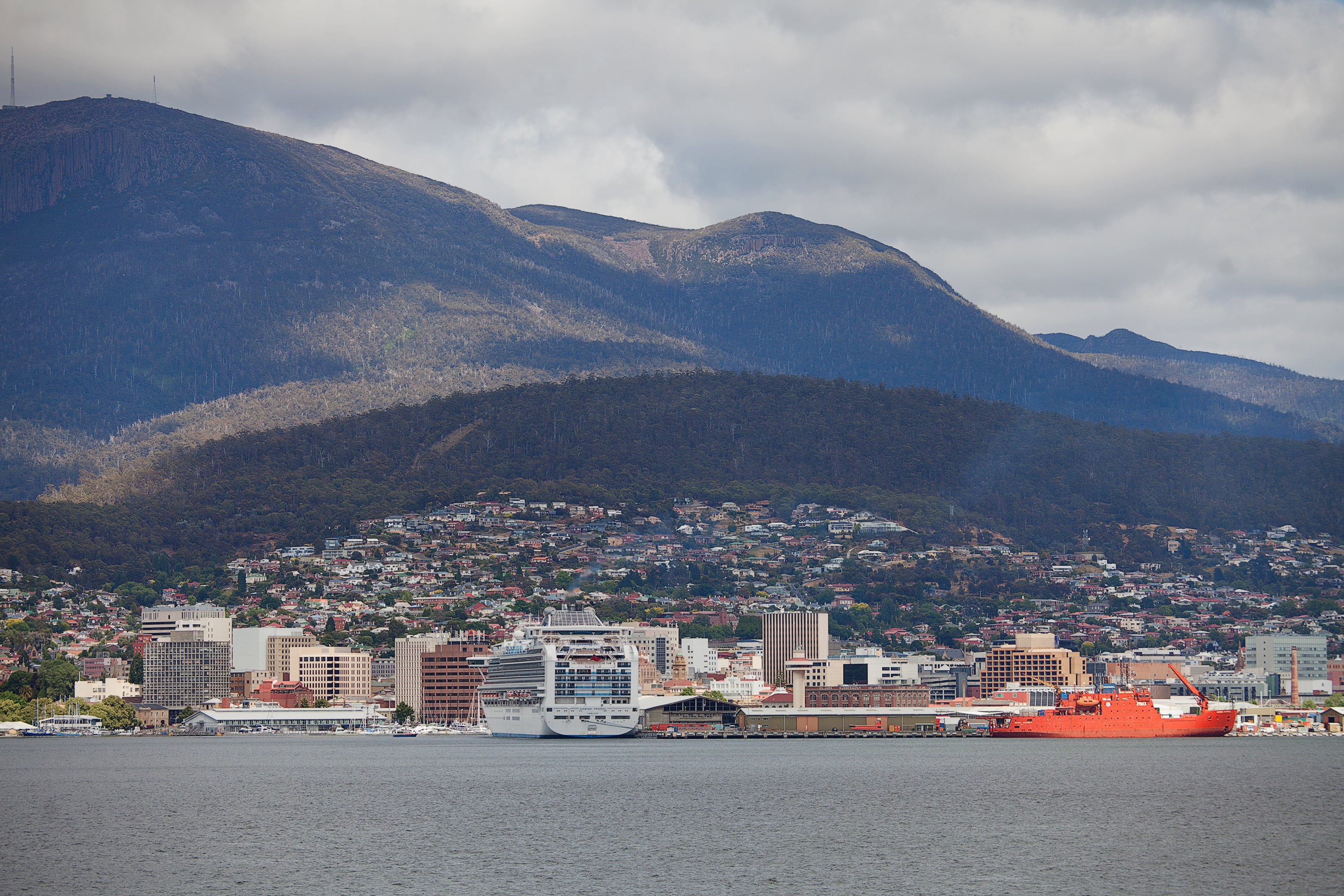 View of the Hobart, the capital city of Tasmania, Australia