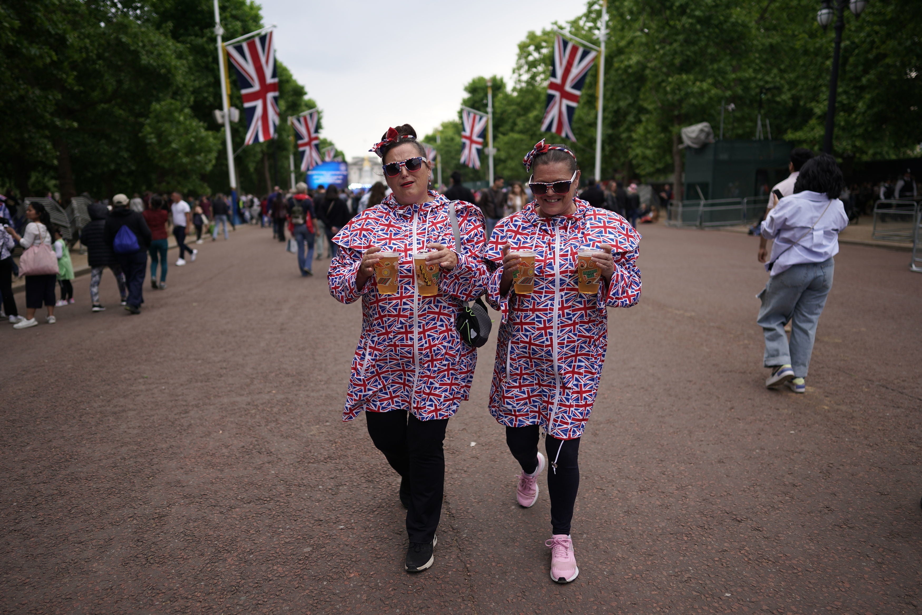 Members of the public on the Mall before the Platinum Party at the Palace