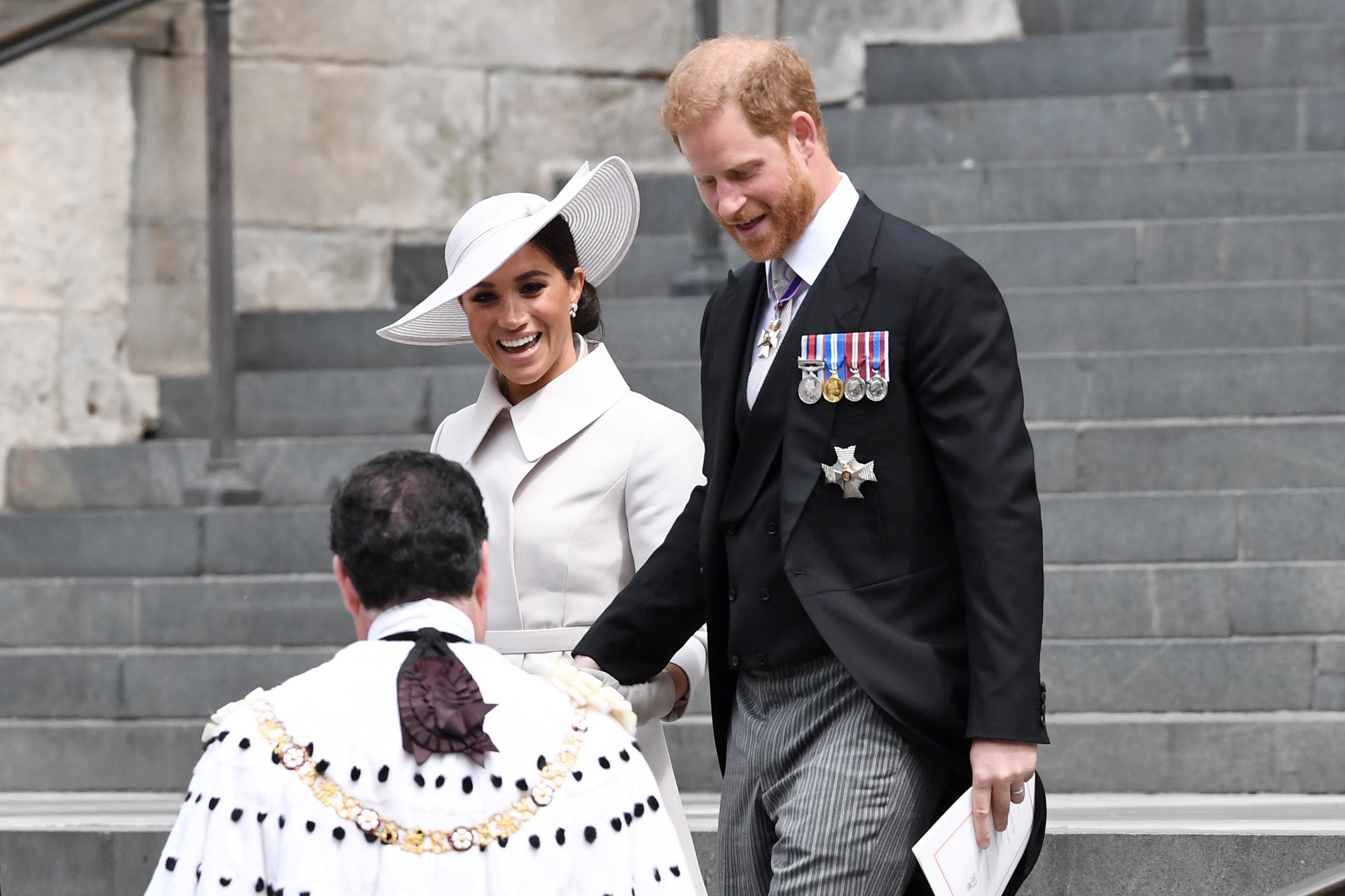 The couple attended the Service of Thanksgiving in June