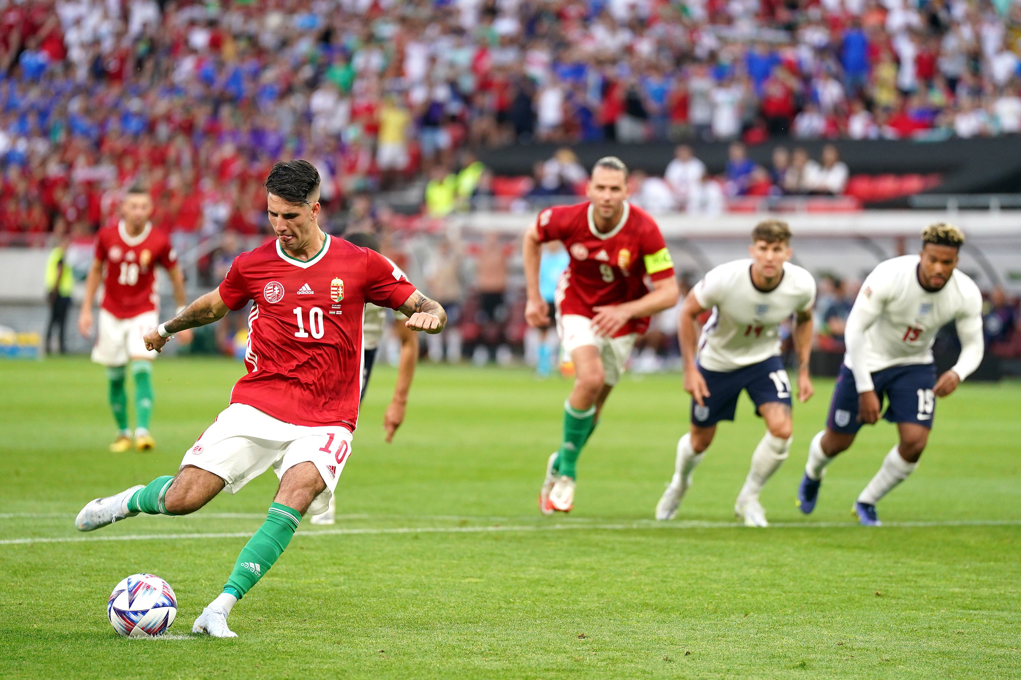 Dominik Szoboszlai scores for Hungary from the penalty spot