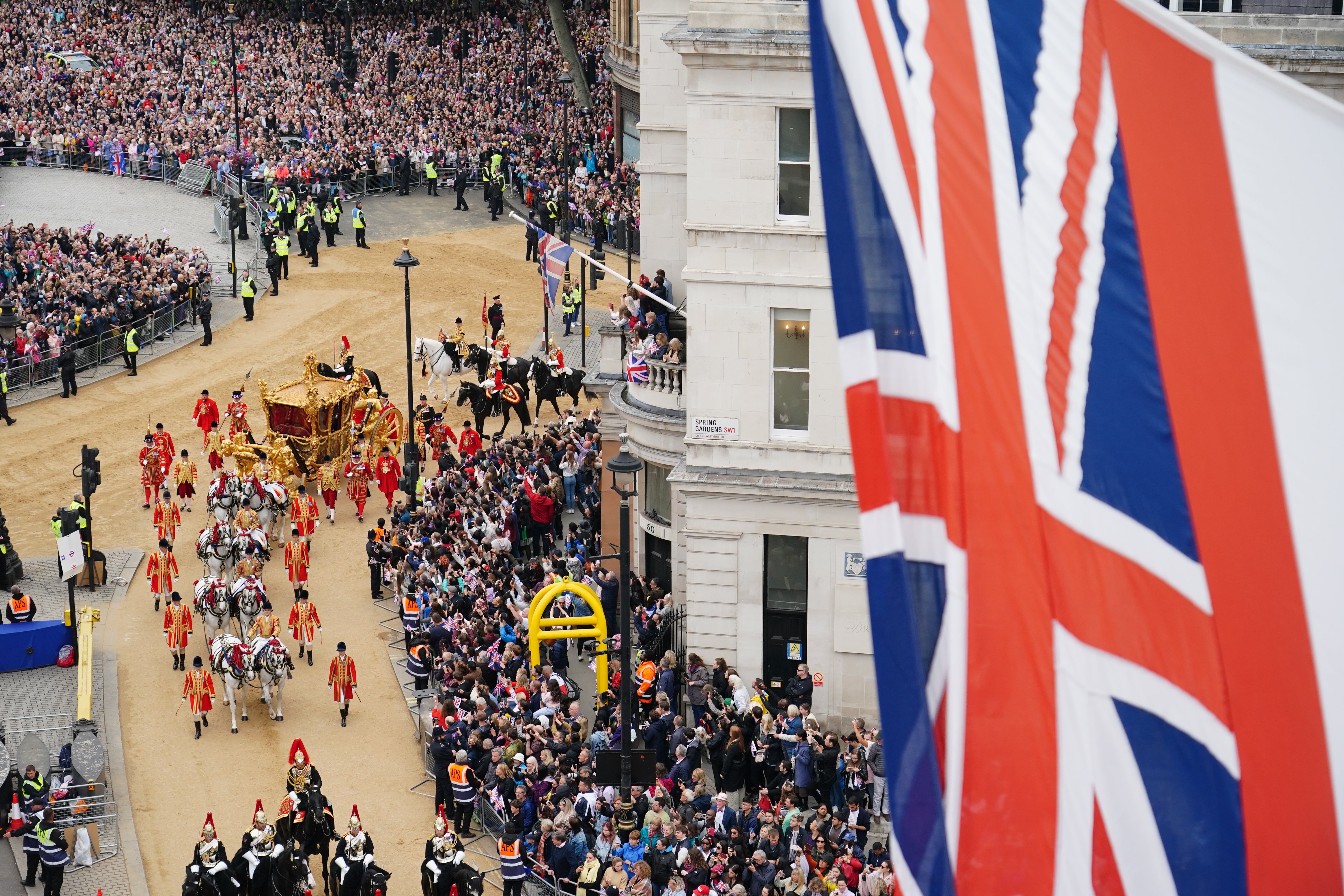 Bear Grylls, Katherine Jenkins and Chris Eubank are among British stars setting off in the Jubilee Pageant (PA)