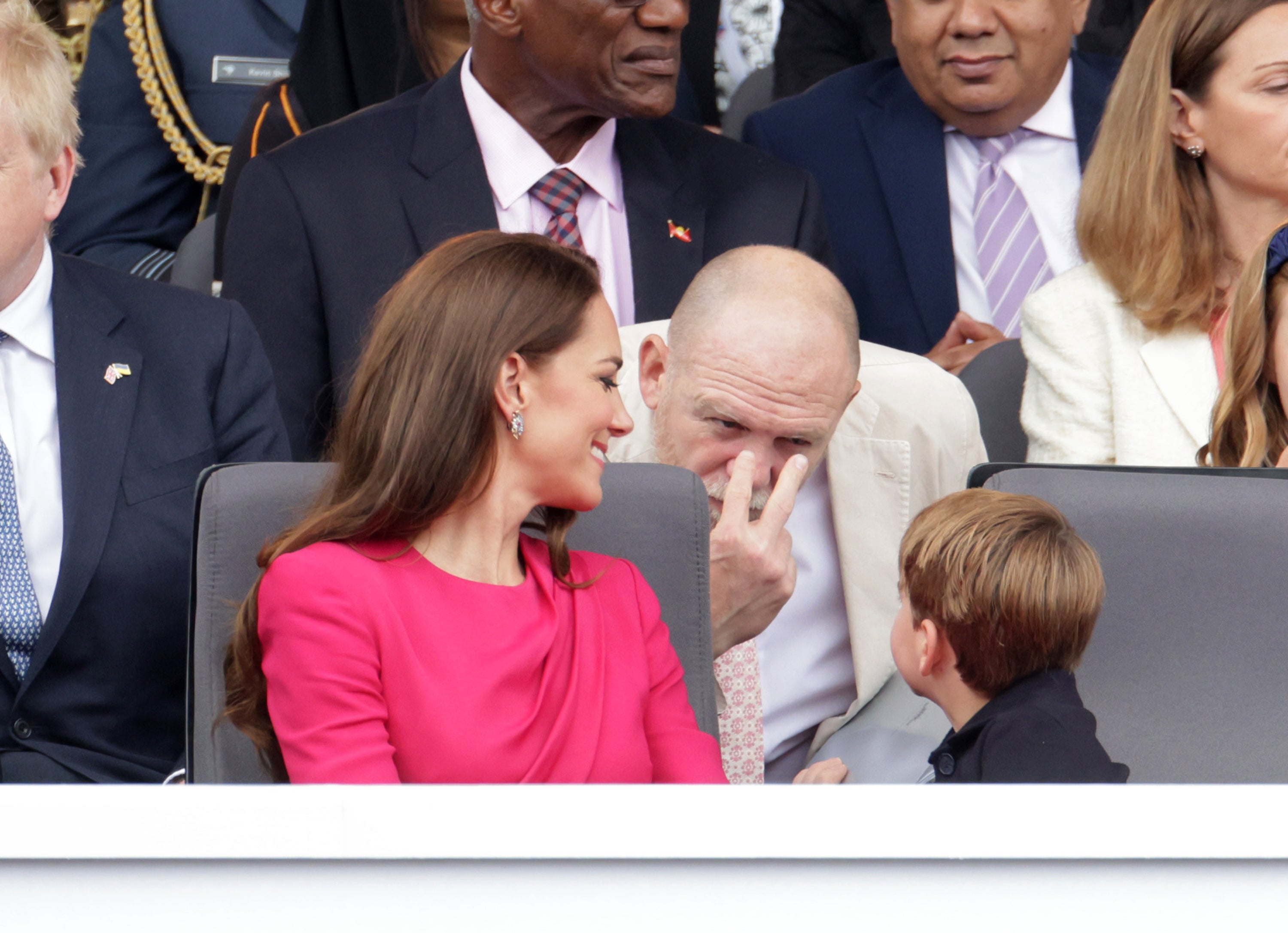 The Duchess of Cambridge, Prince Louis and Mike Tindall (Chris Jackson/PA)