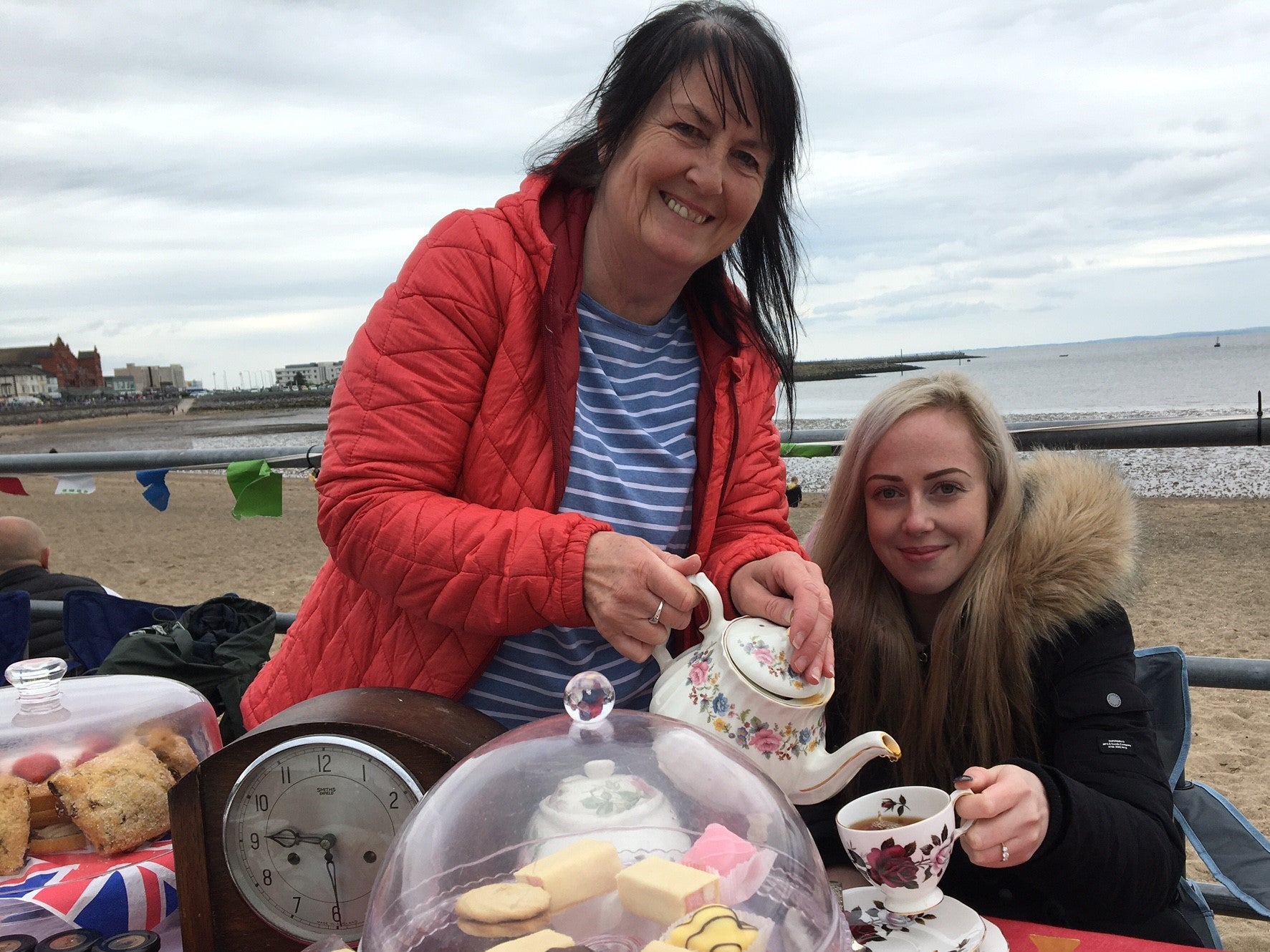 Deborah Skelly and daughter Emma Haigh, who brought vintage homeware to decorate the table