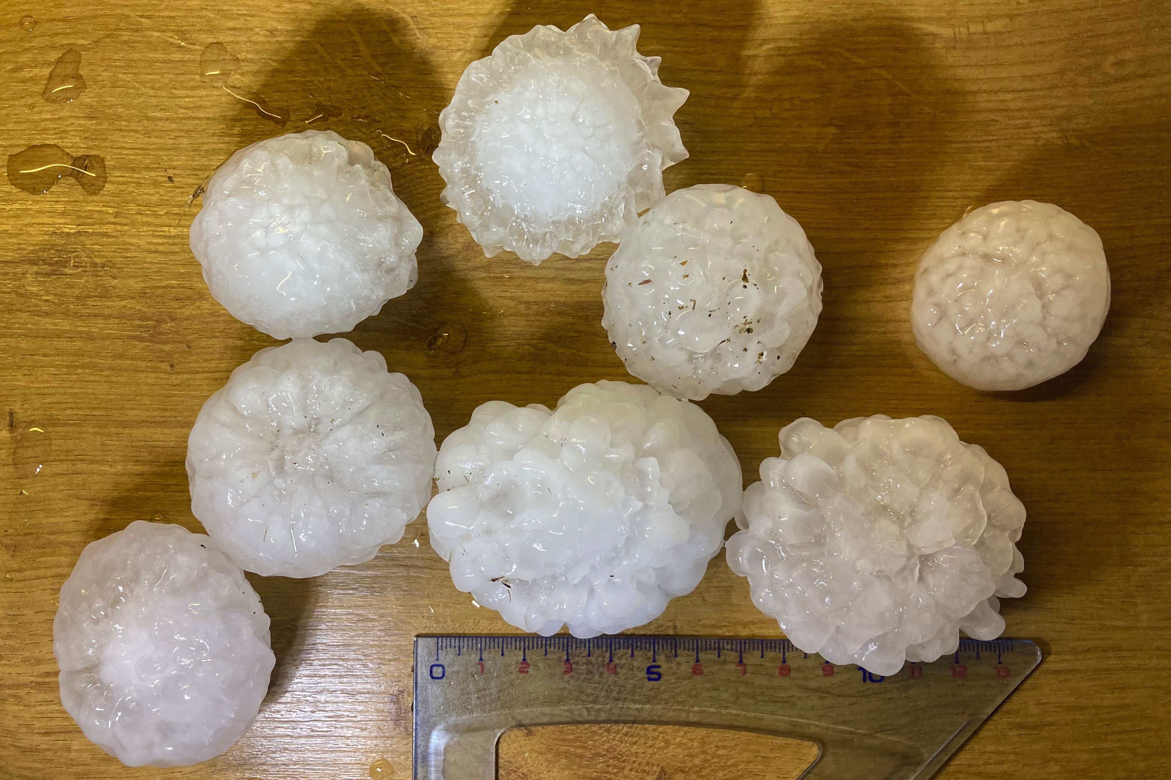 Gigantic hailstones rained down in France this weekend