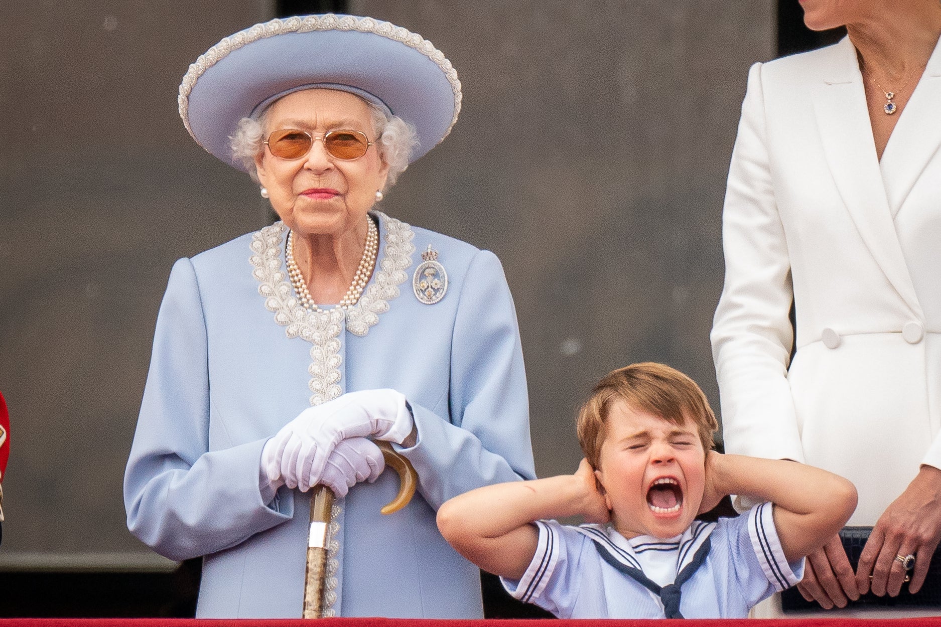 The noise of the planes flying in formation over Buckingham Palace after last year’s Trooping the Colour seemed too much for young Prince Louis