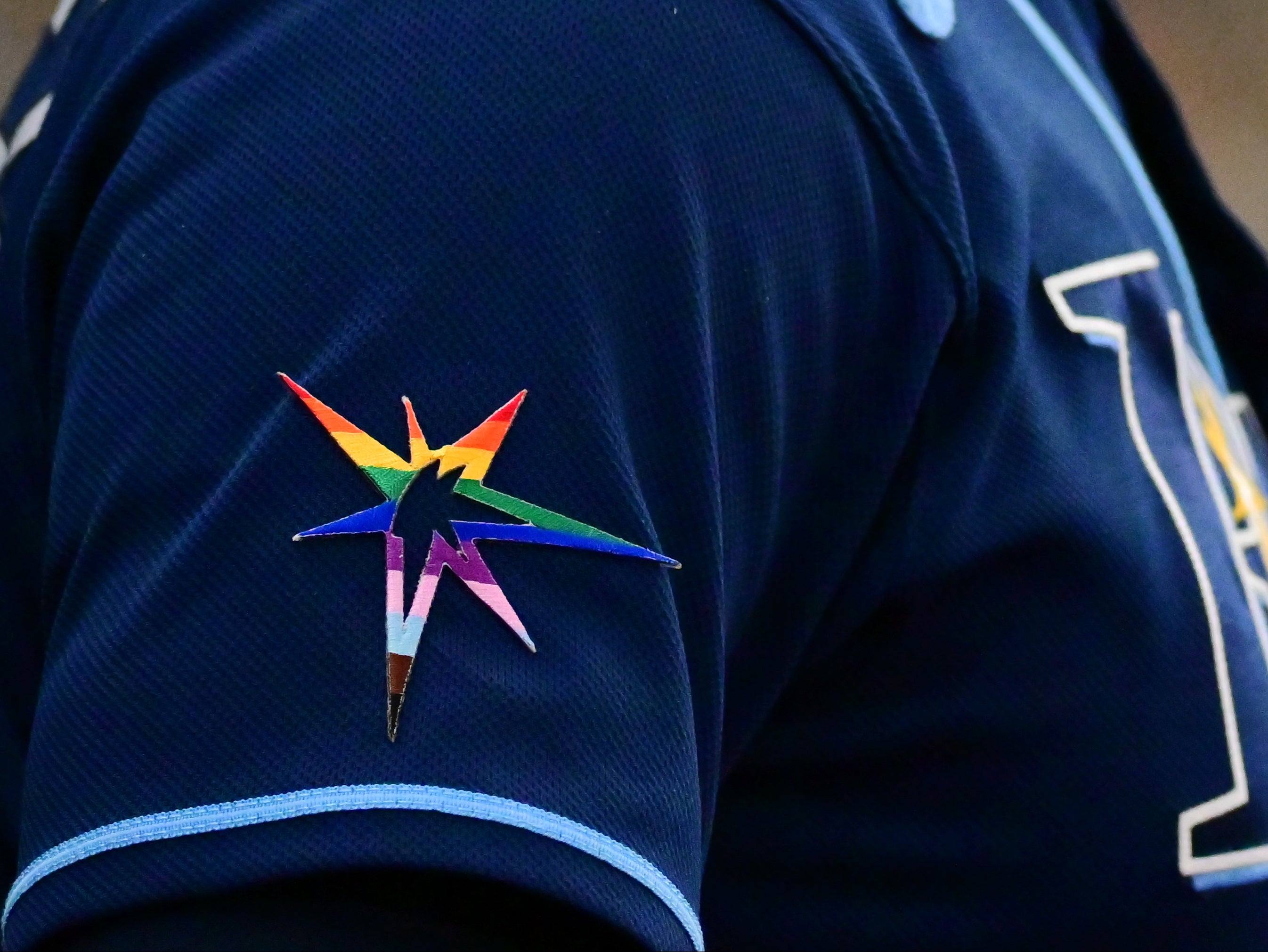 The Tampa Bay Rays pride burst logo