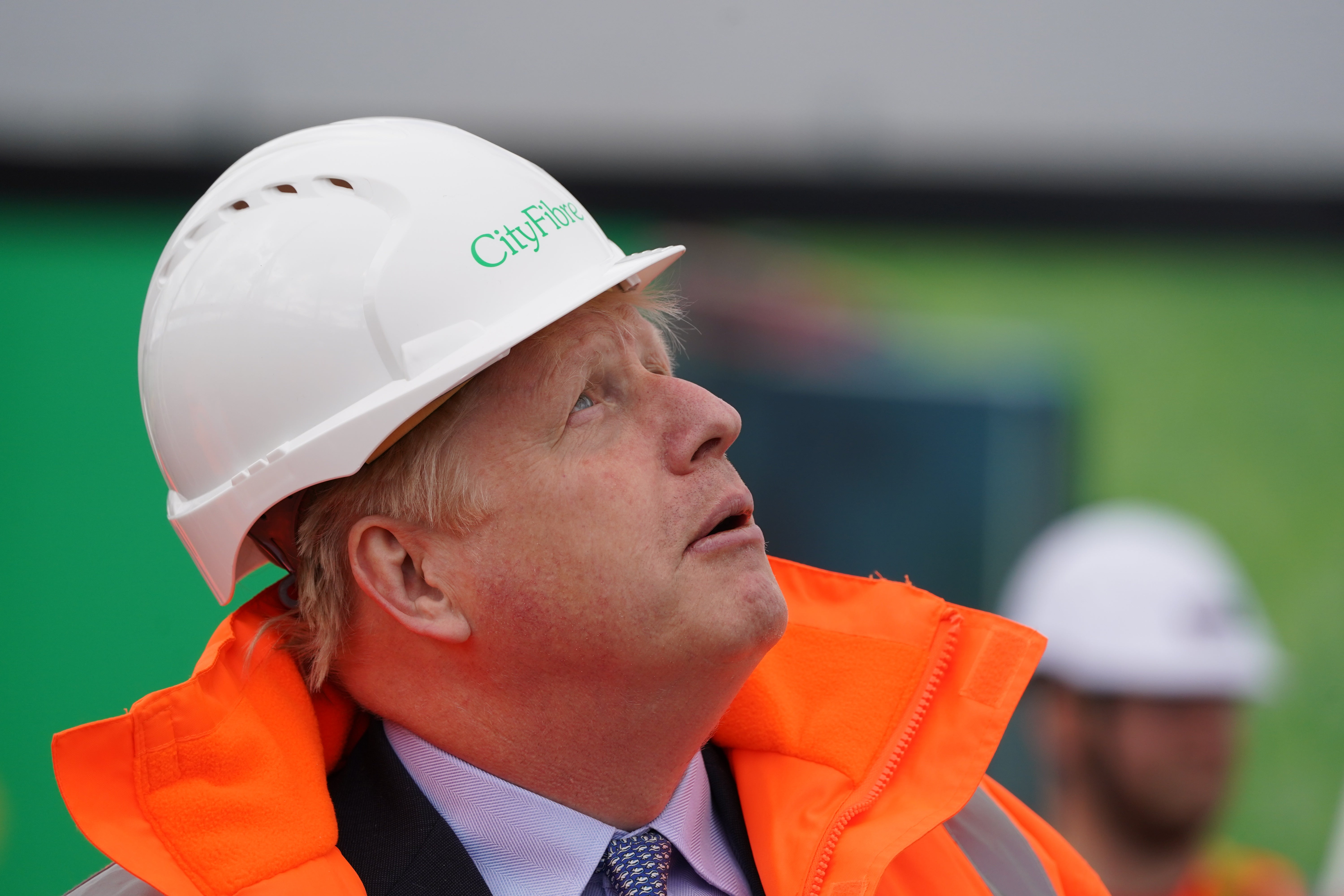 Prime Minister Boris Johnson during a visit to CityFibre Training Academy in Stockton-on-Tees (Owen Humphreys/PA)