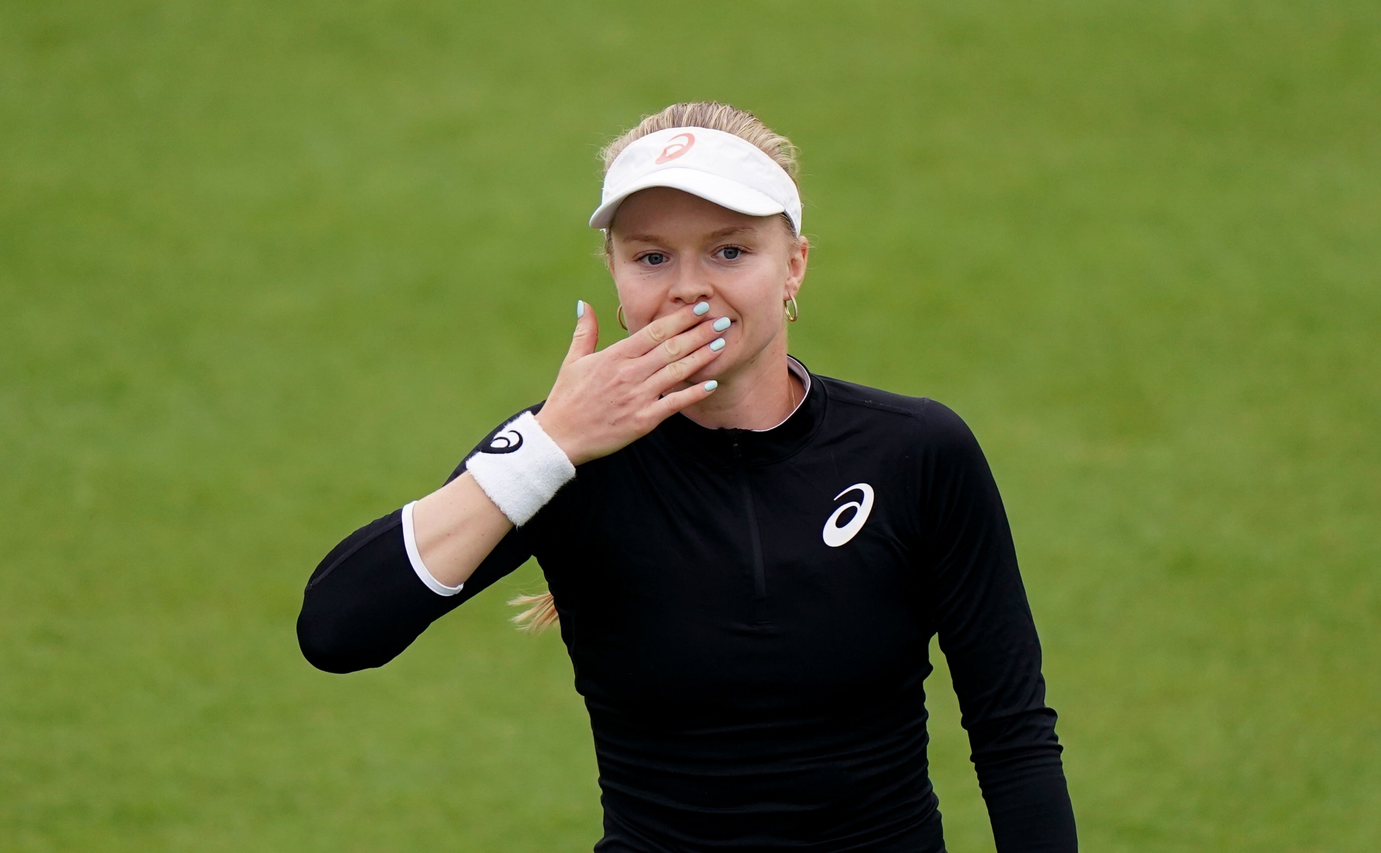 Harriet Dart celebrates victory over Croatia’s Donna Vekic at Nottingham (Tim Goode/PA)