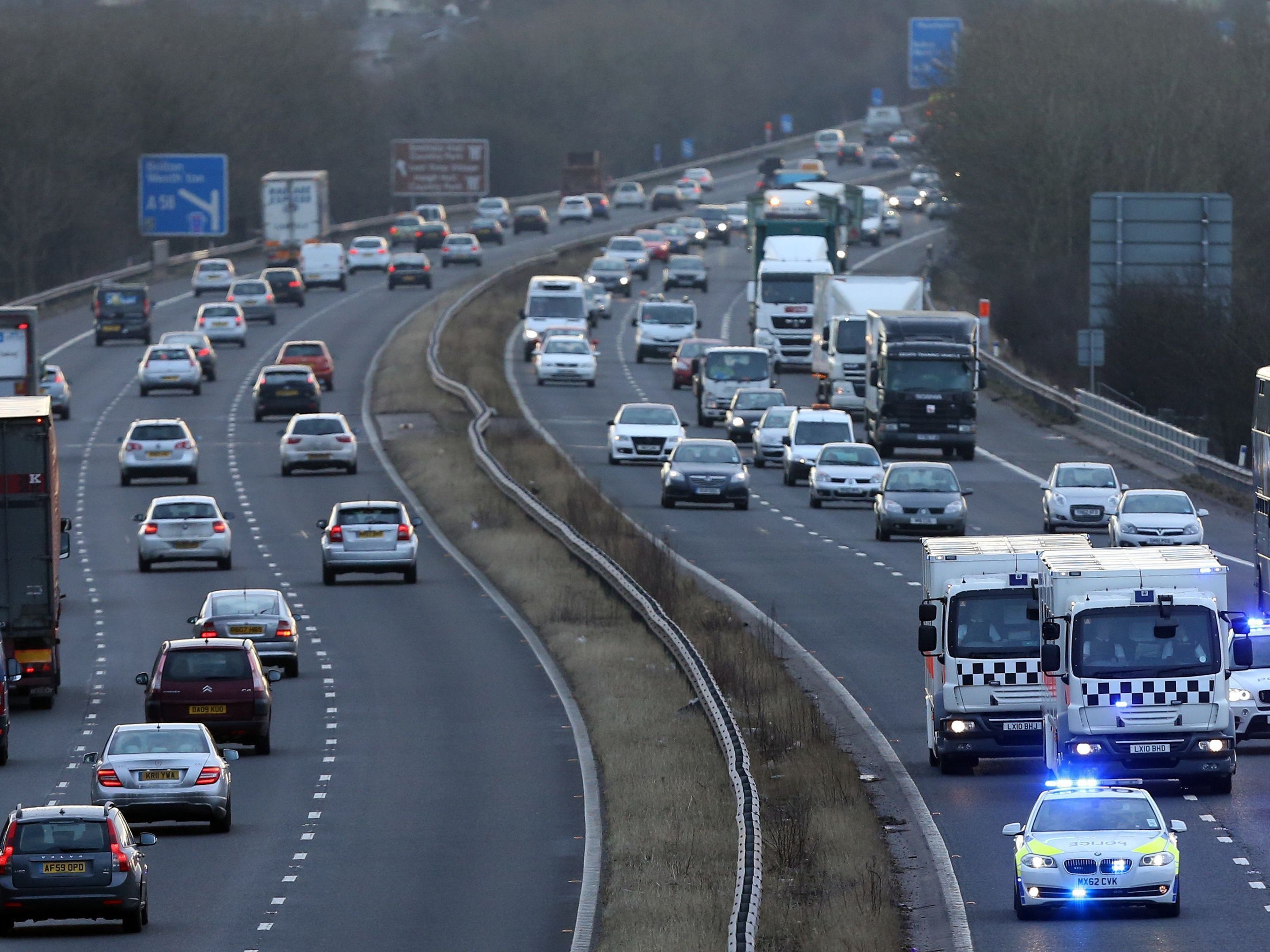 The M61 was closed for two hours after a collision involving a car and HGV (file image)