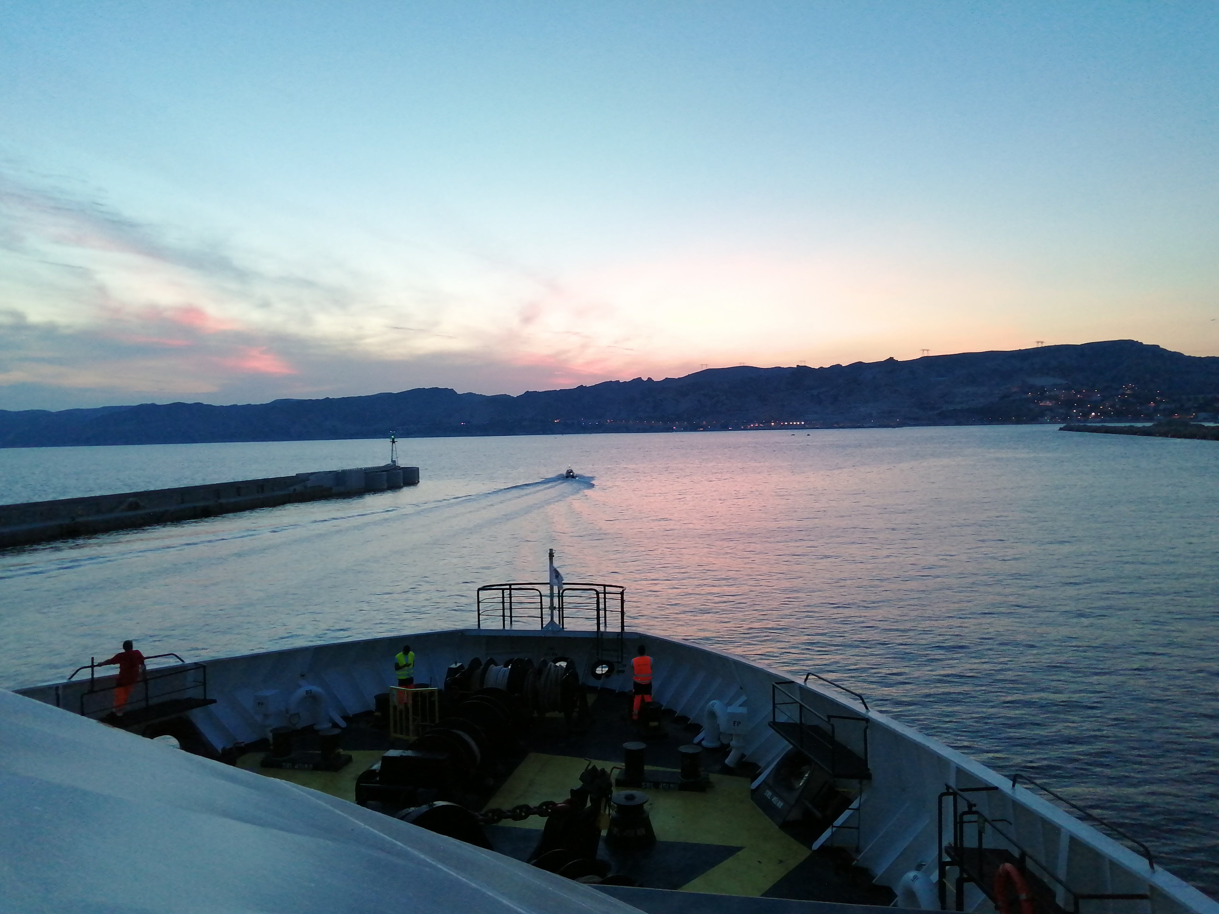 Taking in the glimmering skies while setting sail for Morocco