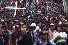 Migrant caravan on the move in southern Mexico