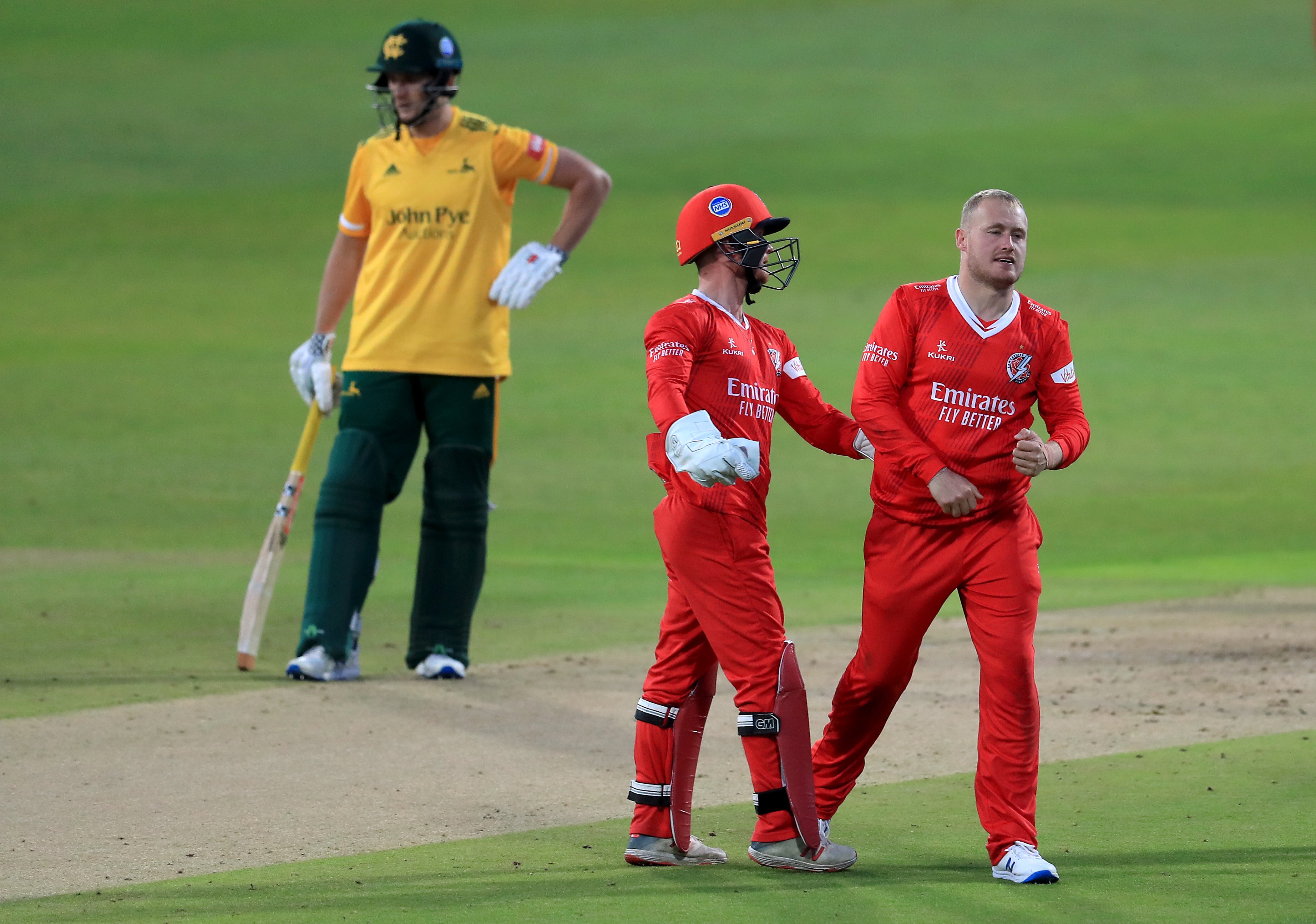 Matt Parkinson celebrates taking a wicket for Lancashire (Mike Egerton/PA)