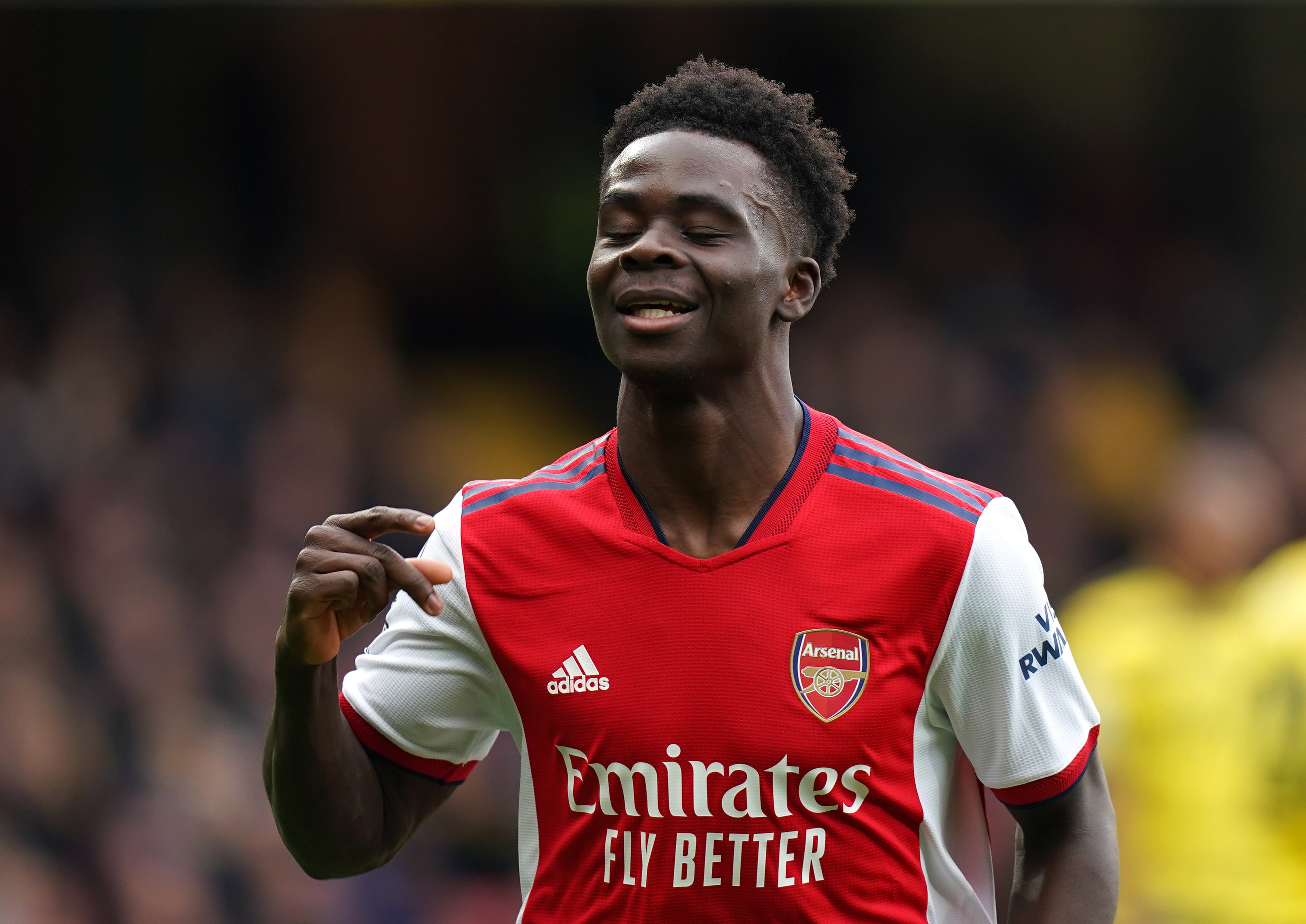 Manchester City sources have told the Daily Mirror that rumours of a move on Arsenal and England forward Bukayo Saka are false (Adam Davy/PA)