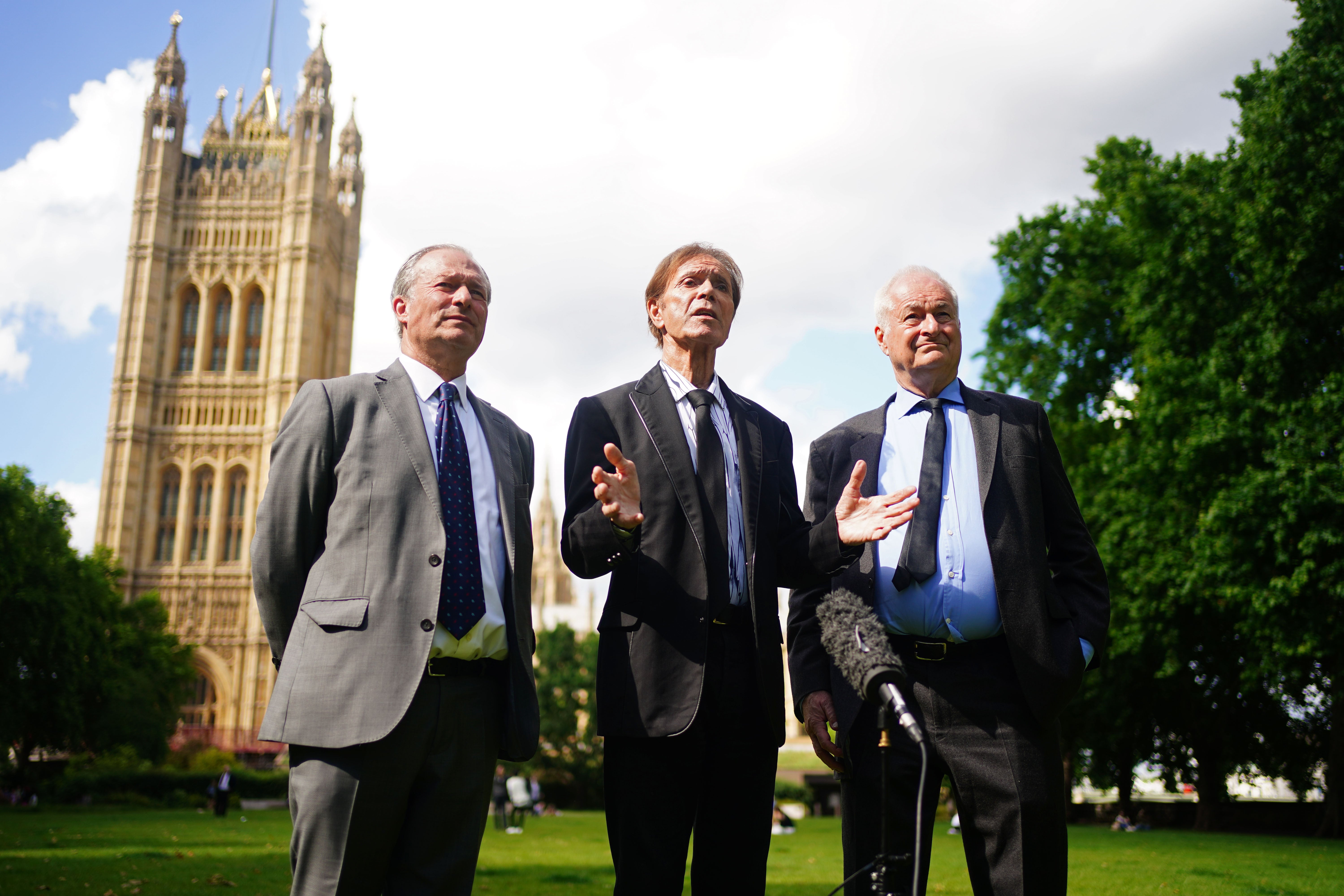 Daniel Janner QC, singer Sir Cliff Richard and DJ Paul Gambaccini (Victoria Jones/PA)