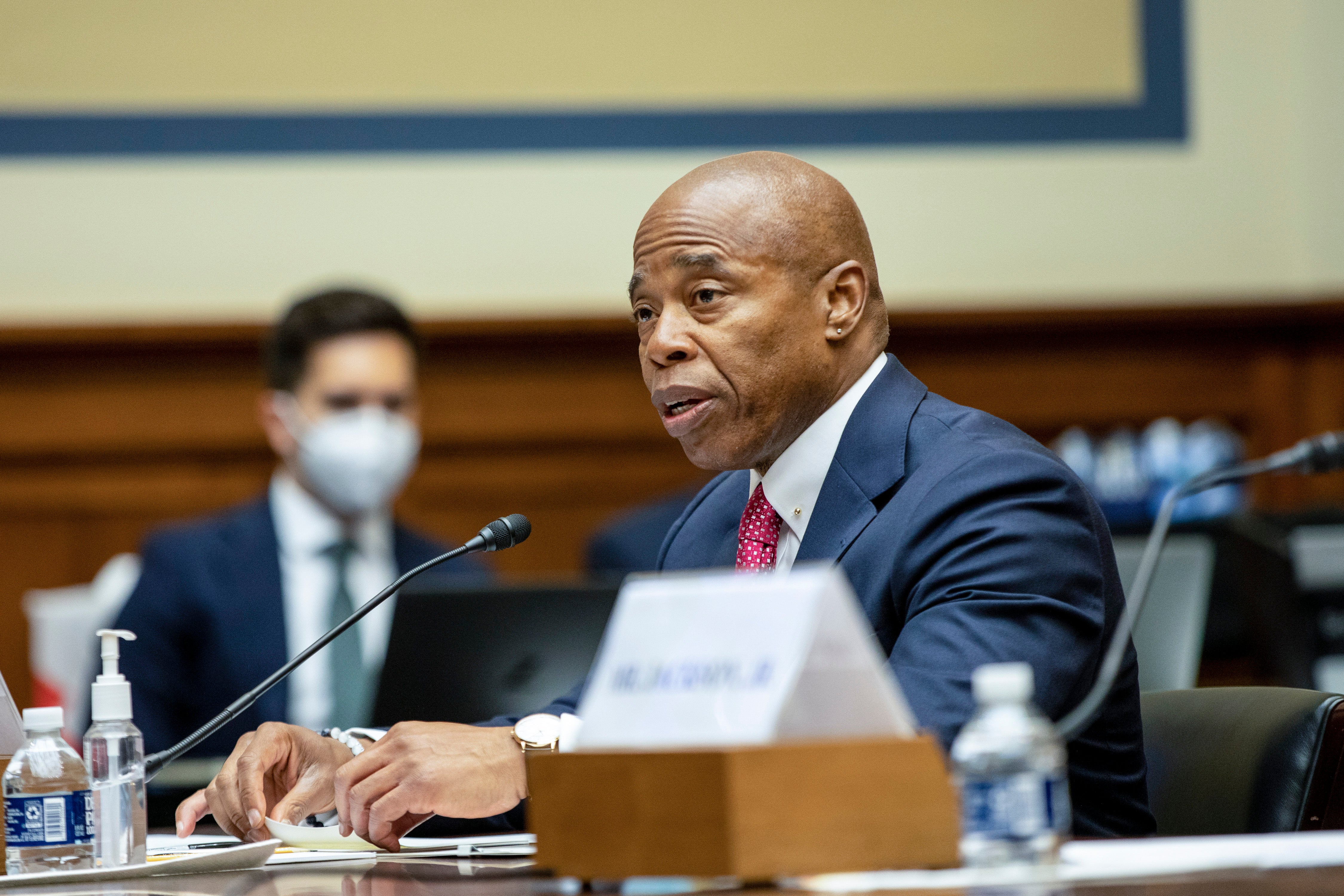 New York City Mayor Eric Adams testifies during a House Committee on Oversight and Reform hearing on gun violence on Capitol Hill