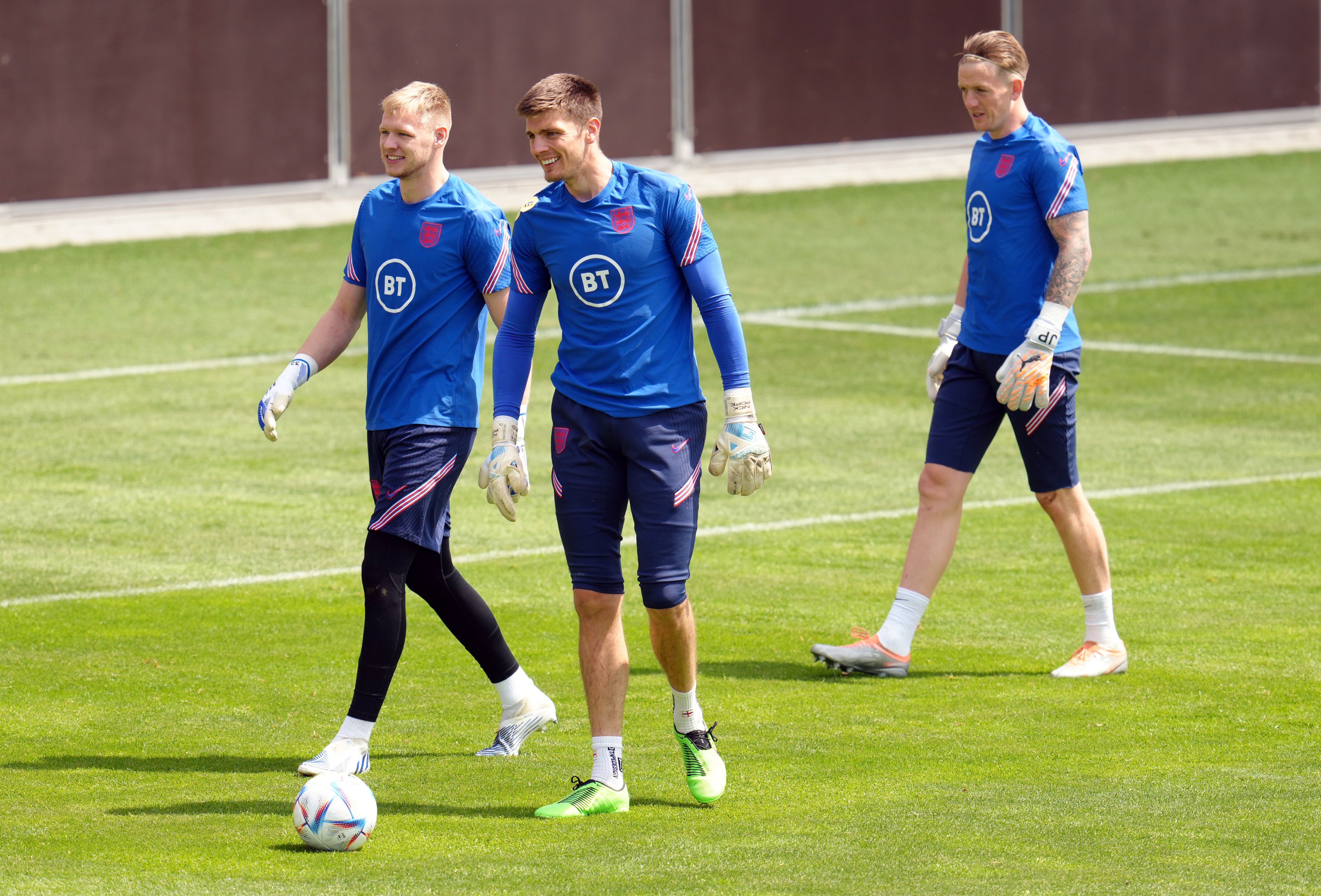 Aaron Ramsdale and Nick Pope will vie for the gloves in the absence of Jordan Pickford (Nick Potts/PA)